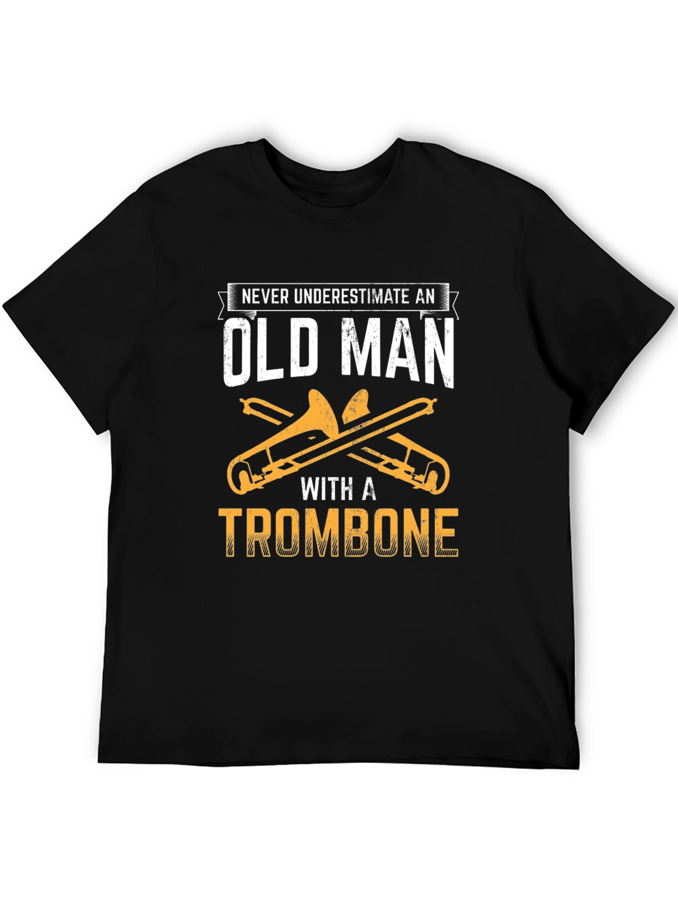 Old Man Trombone Player Black T-Shirt