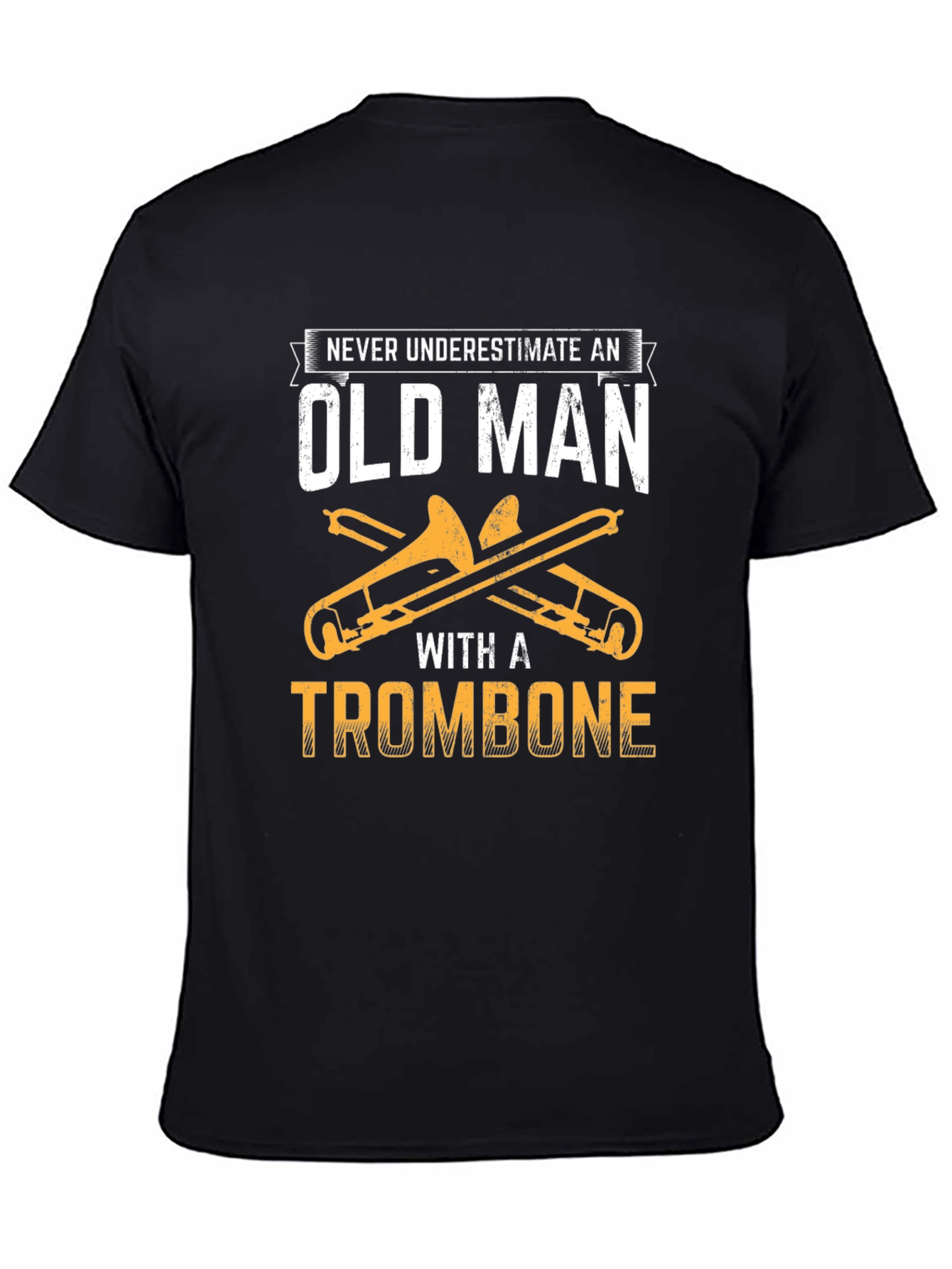 Old Man Trombone Player Black T-Shirt