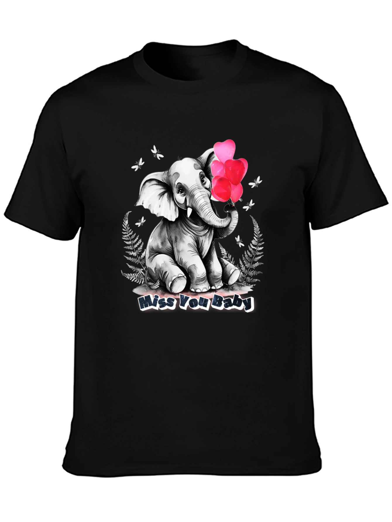 Miss You Baby Elephant Heart Balloons T-Shirt