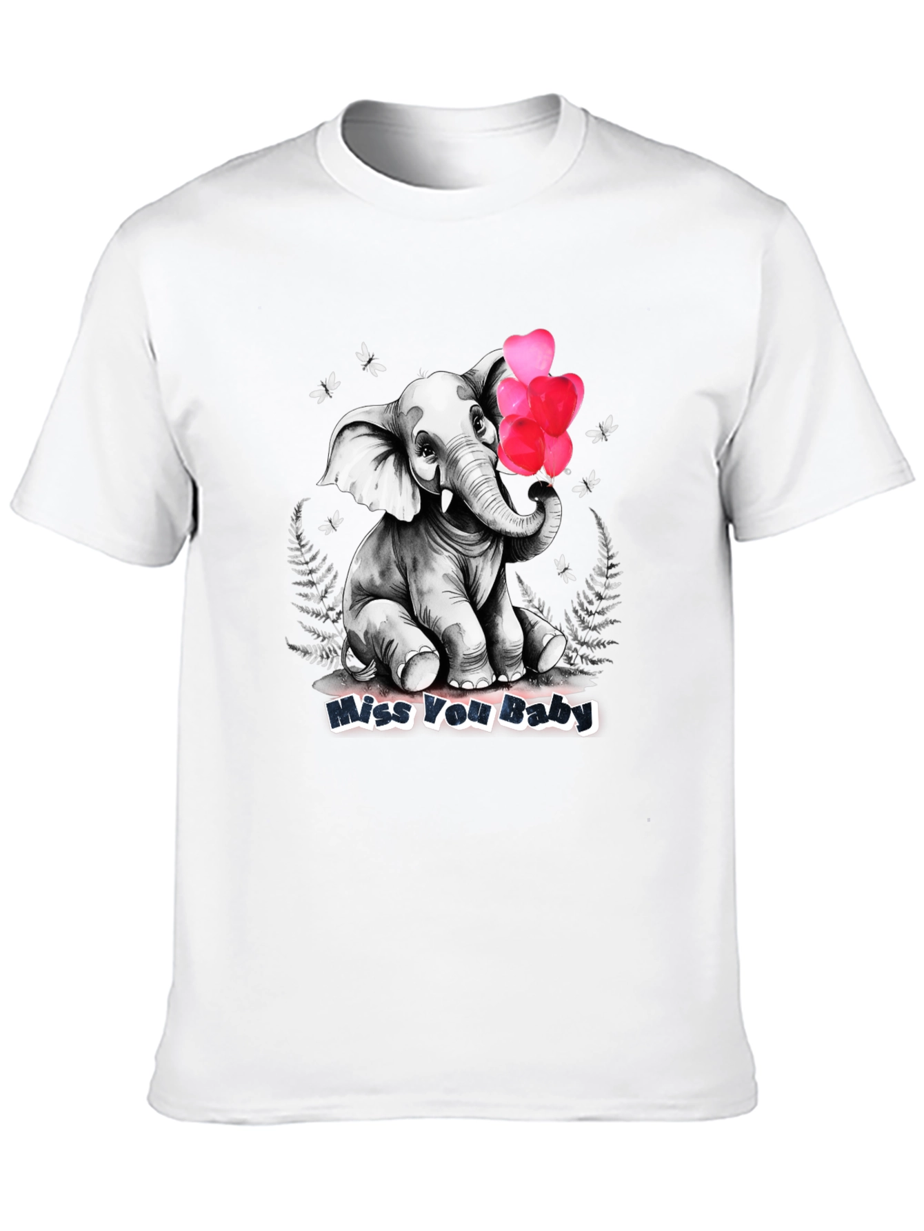 Miss You Baby Elephant Heart Balloons T-Shirt