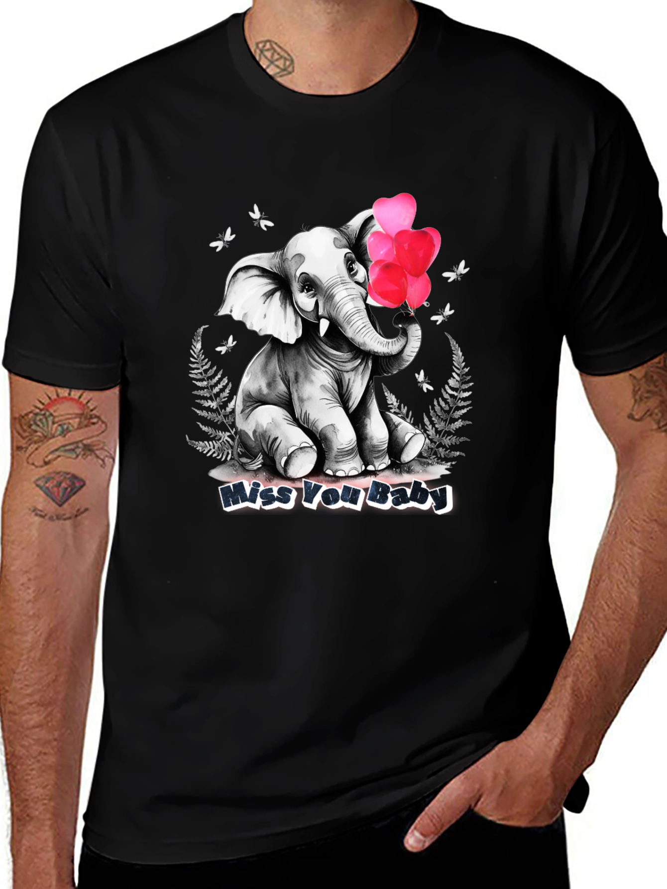 Miss You Baby Elephant Heart Balloons T-Shirt