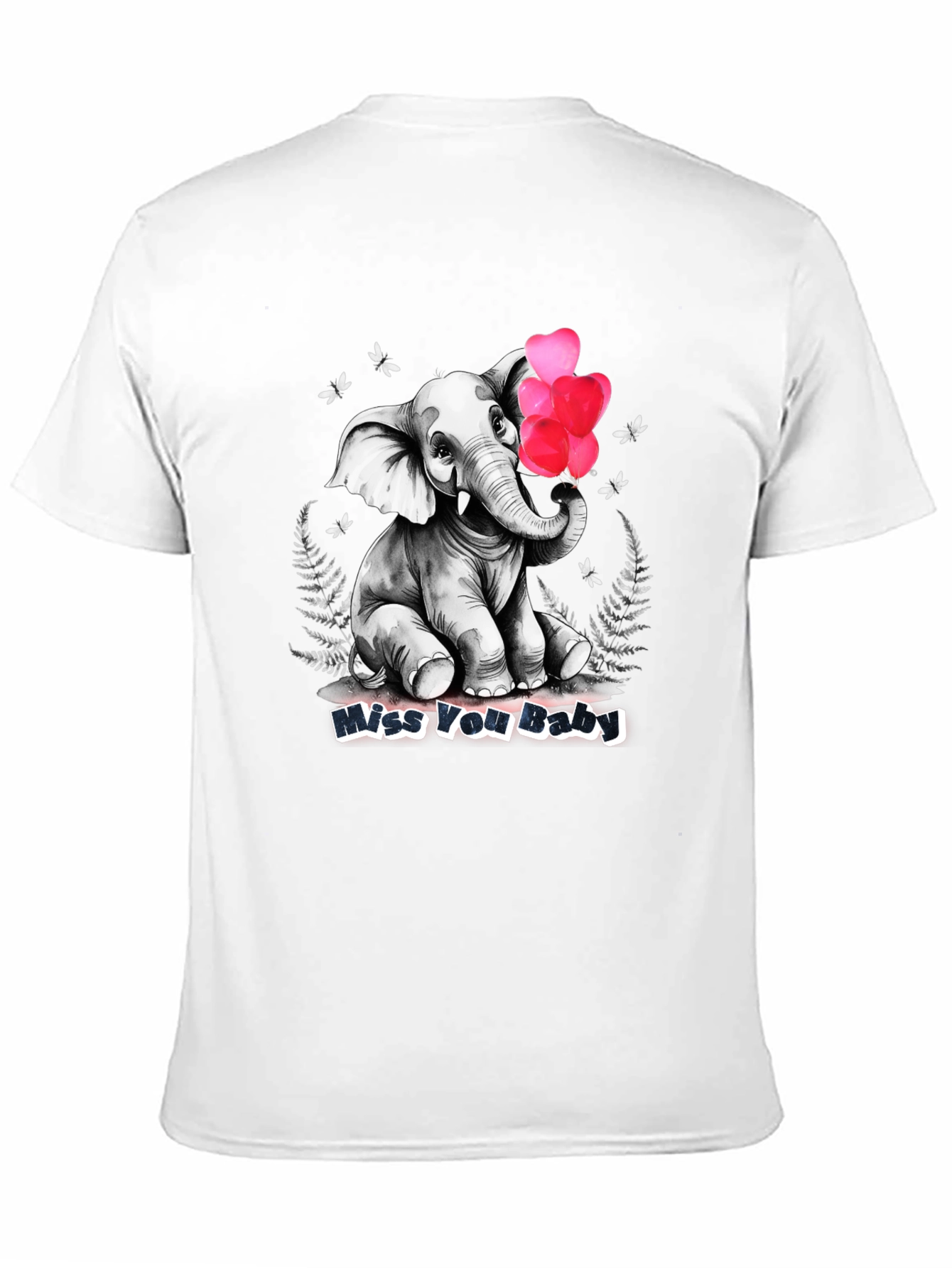 Miss You Baby Elephant Heart Balloons T-Shirt