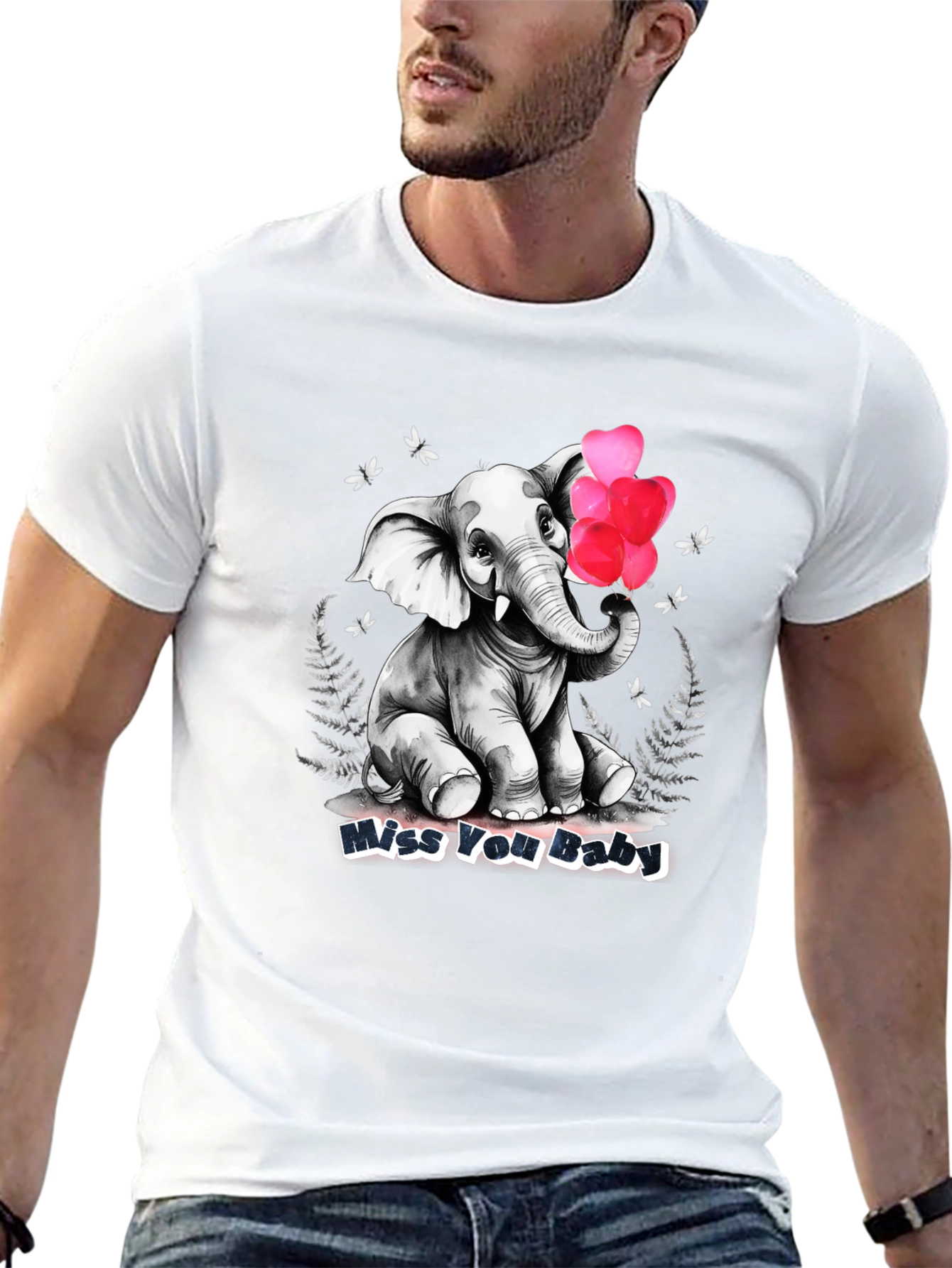 Miss You Baby Elephant Heart Balloons T-Shirt