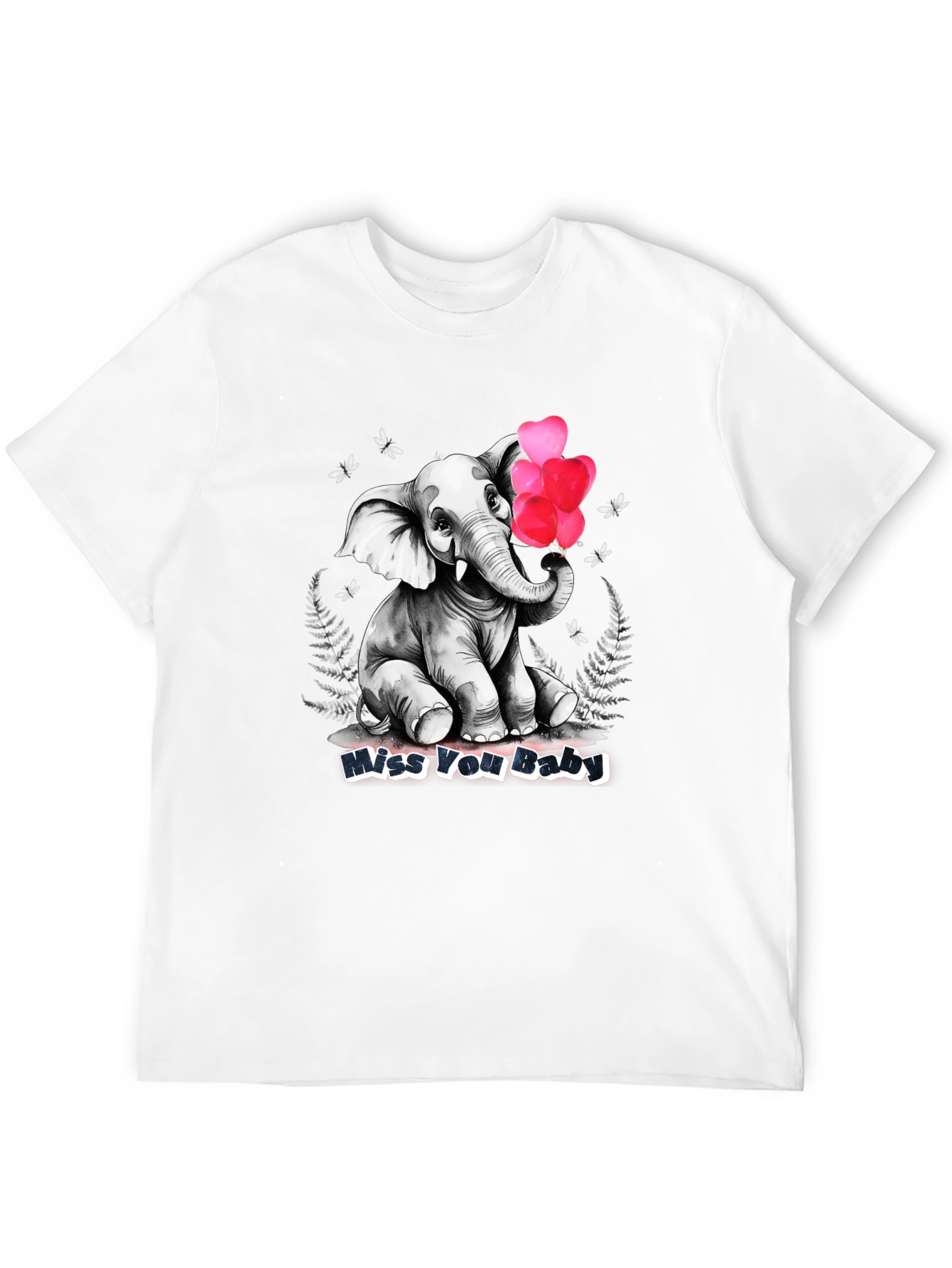 Miss You Baby Elephant Heart Balloons T-Shirt