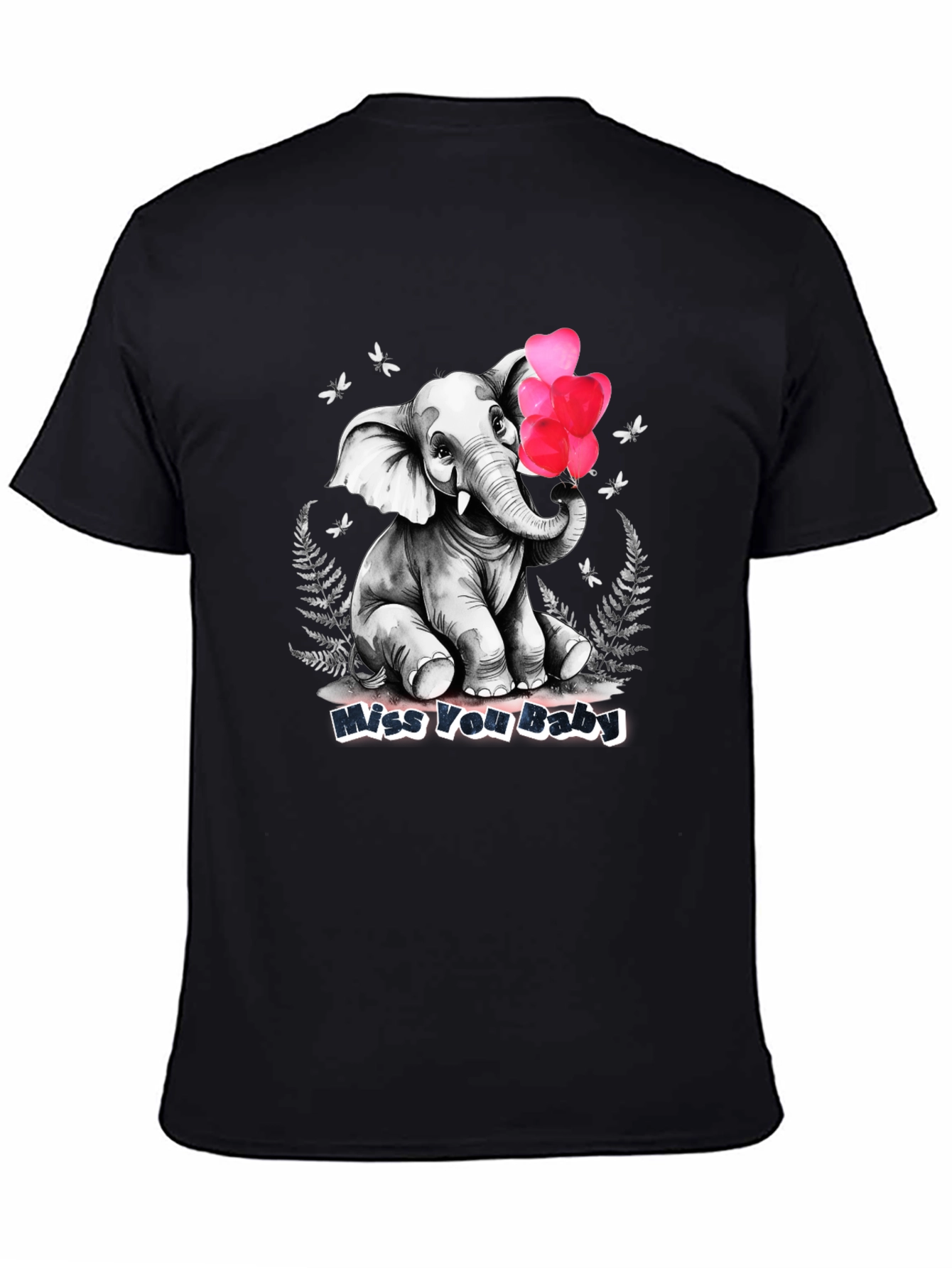 Miss You Baby Elephant Heart Balloons T-Shirt