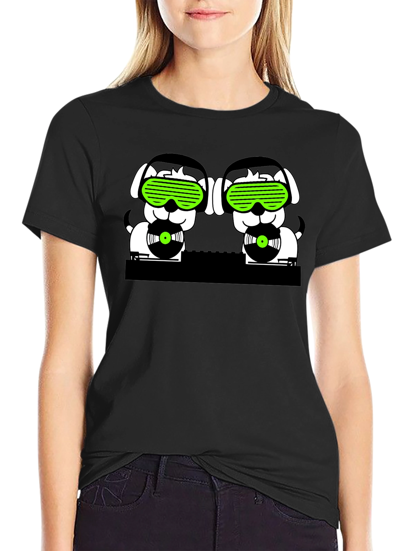 DJ Dogs Black T-Shirt - Funky Music Lover Tee