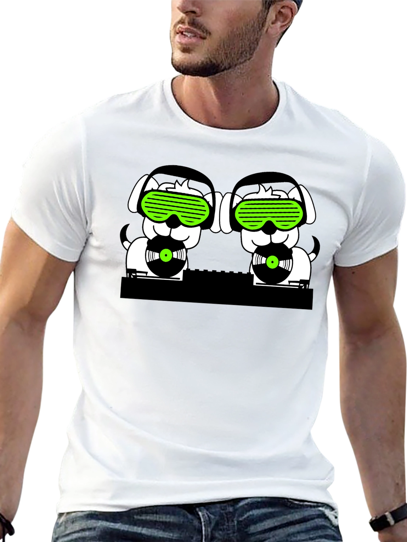 DJ Dogs Black T-Shirt - Funky Music Lover Tee