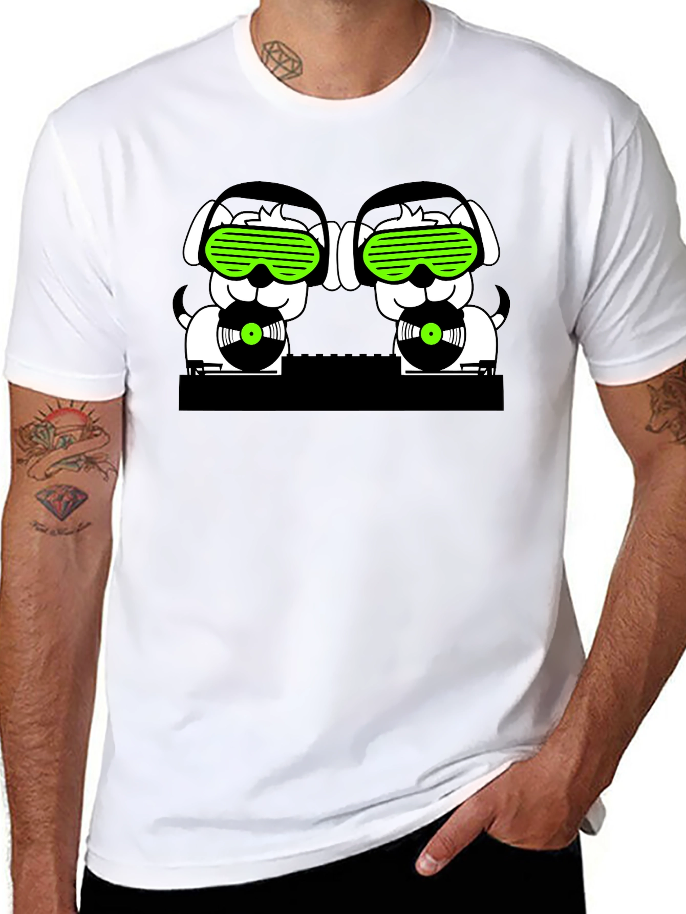 DJ Dogs Black T-Shirt - Funky Music Lover Tee