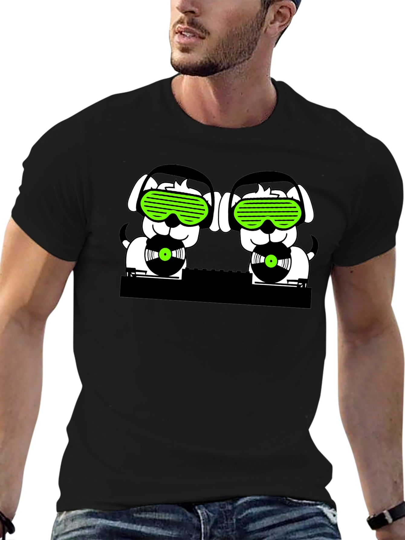 DJ Dogs Black T-Shirt - Funky Music Lover Tee