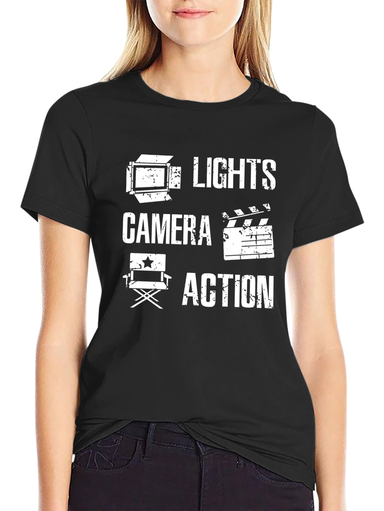 Lights Camera Action Graphic Tee - Movie Lover Shirt