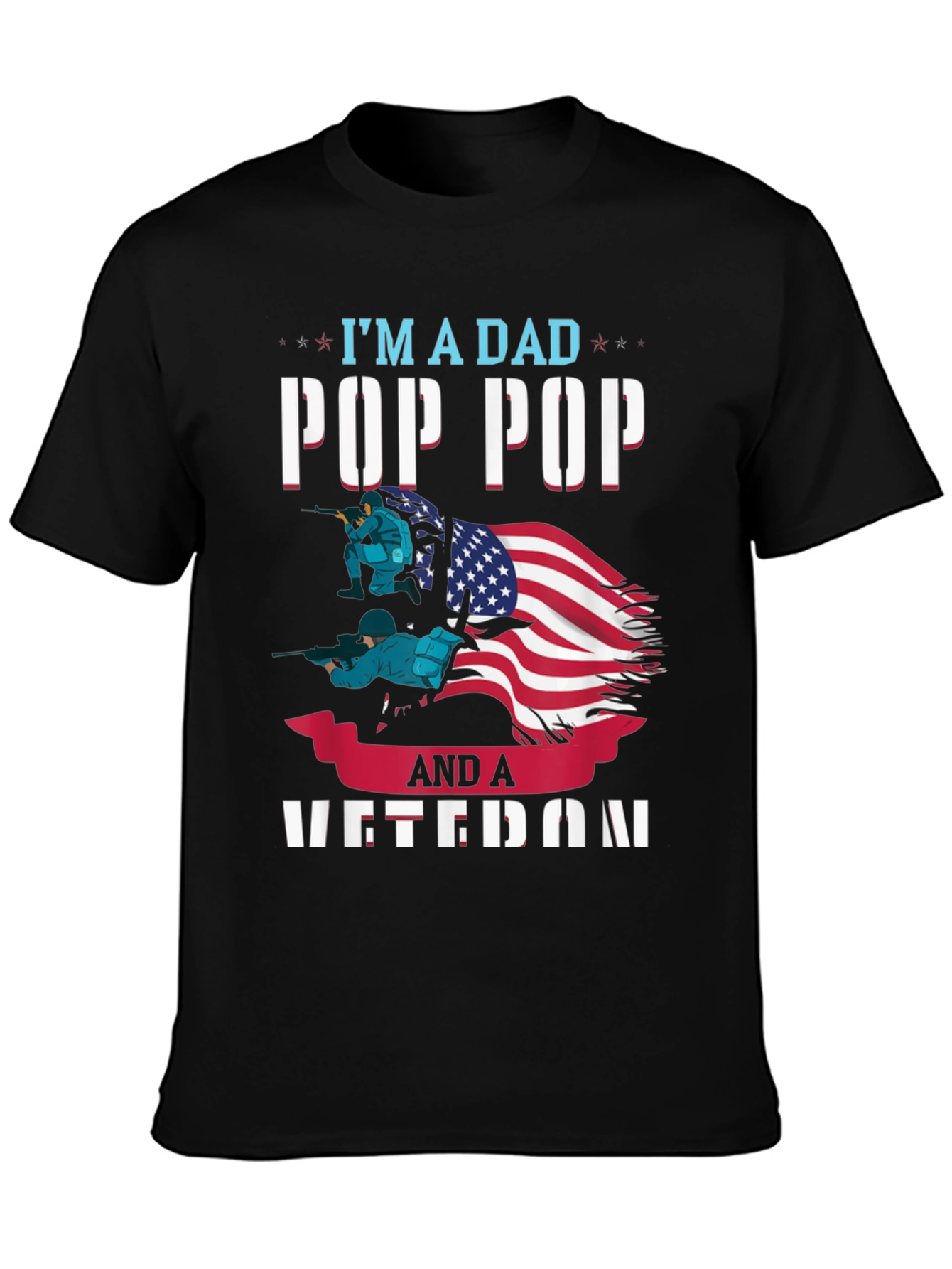 Dad Pop Pop Veteran Graphic T-Shirt