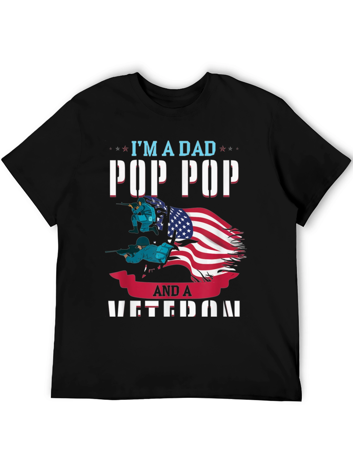 Dad Pop Pop Veteran Graphic T-Shirt