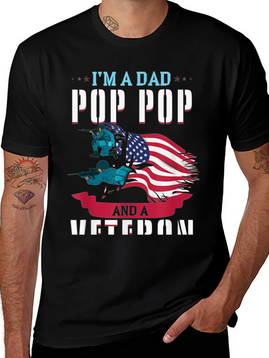 Dad Pop Pop Veteran Graphic T-Shirt