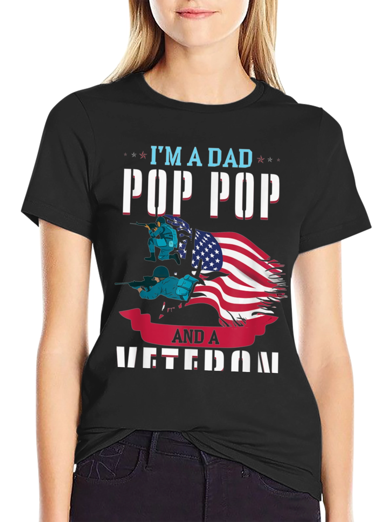 Dad Pop Pop Veteran Graphic T-Shirt