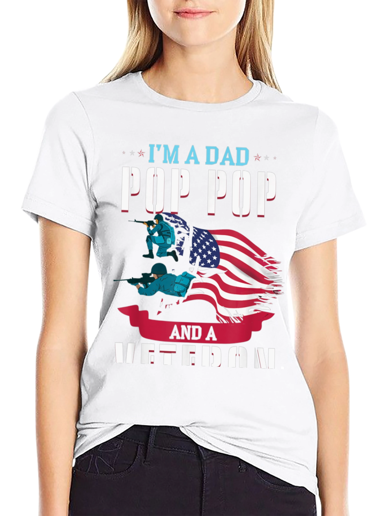 Dad Pop Pop Veteran Graphic T-Shirt