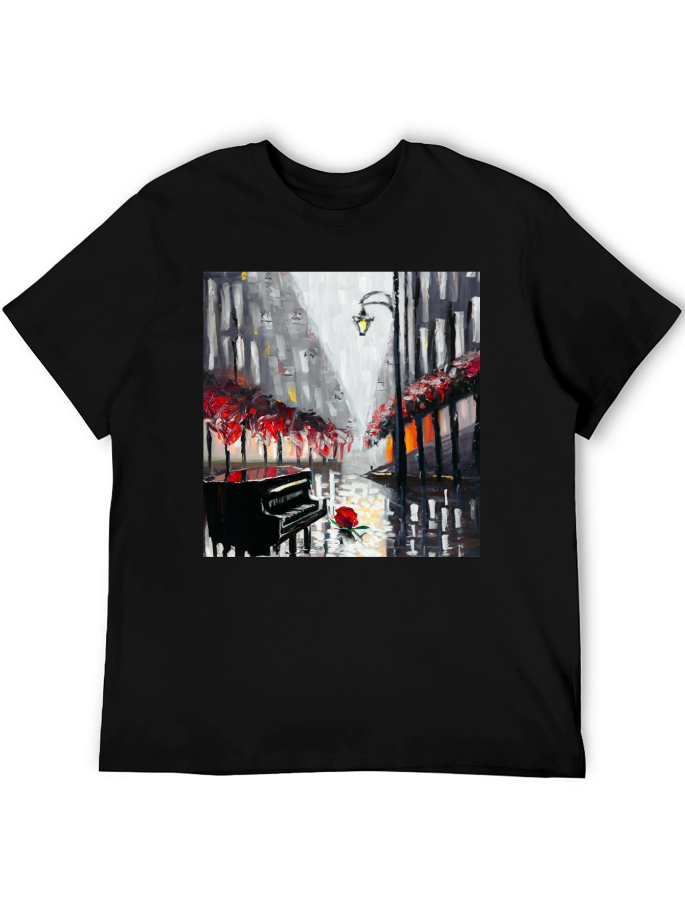 Piano Rose Art Graphic T-Shirt