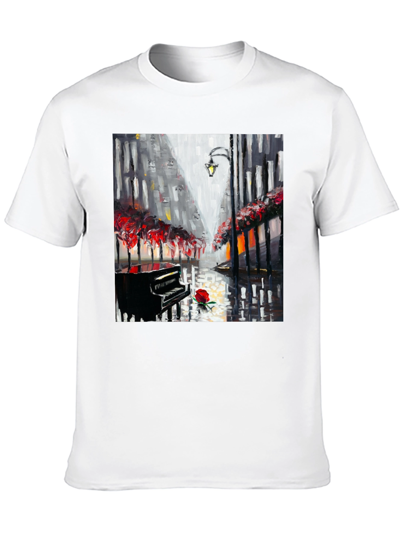 Piano Rose Art Graphic T-Shirt