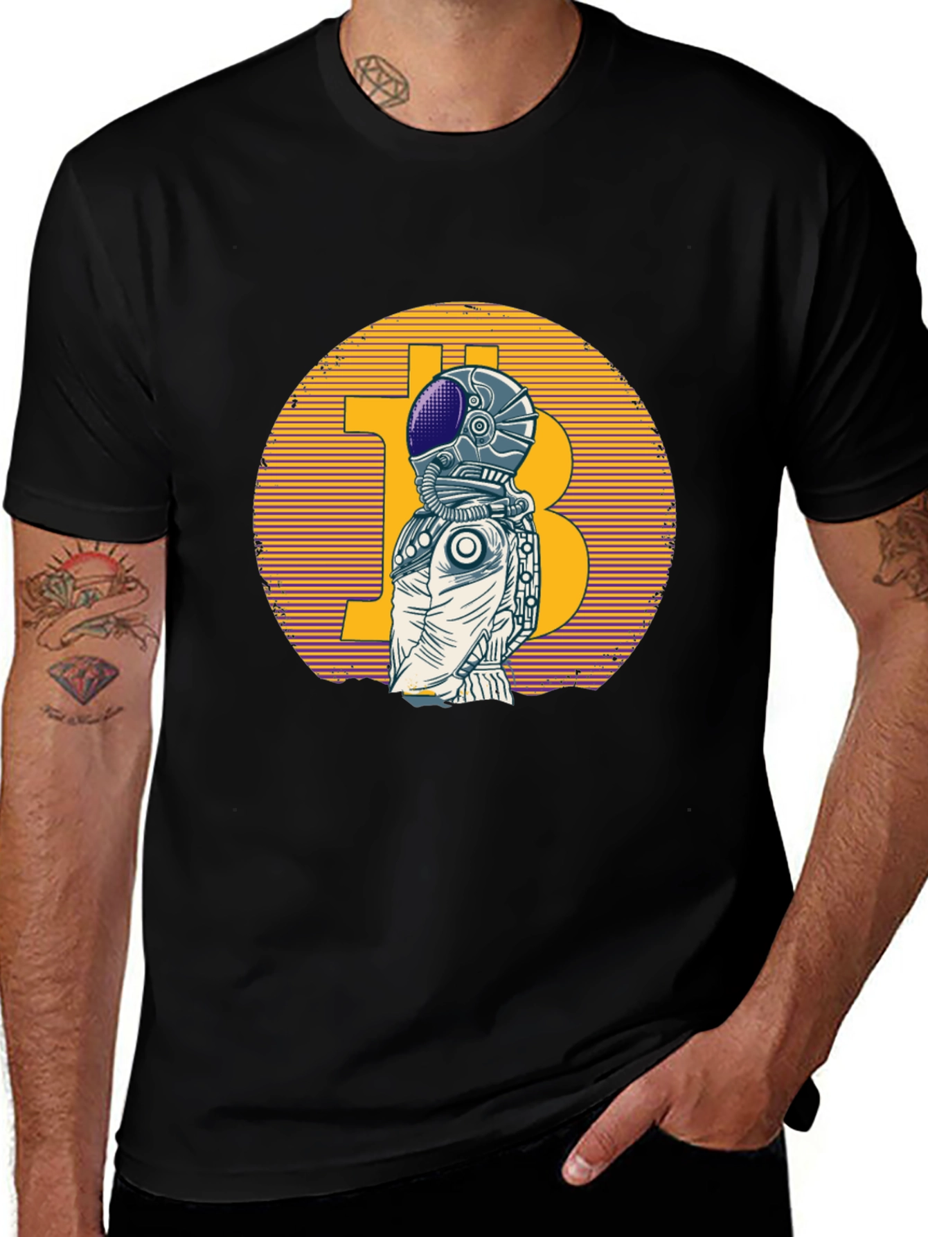 Bitcoin Astronaut Graphic T-Shirt - Crypto Space Tee