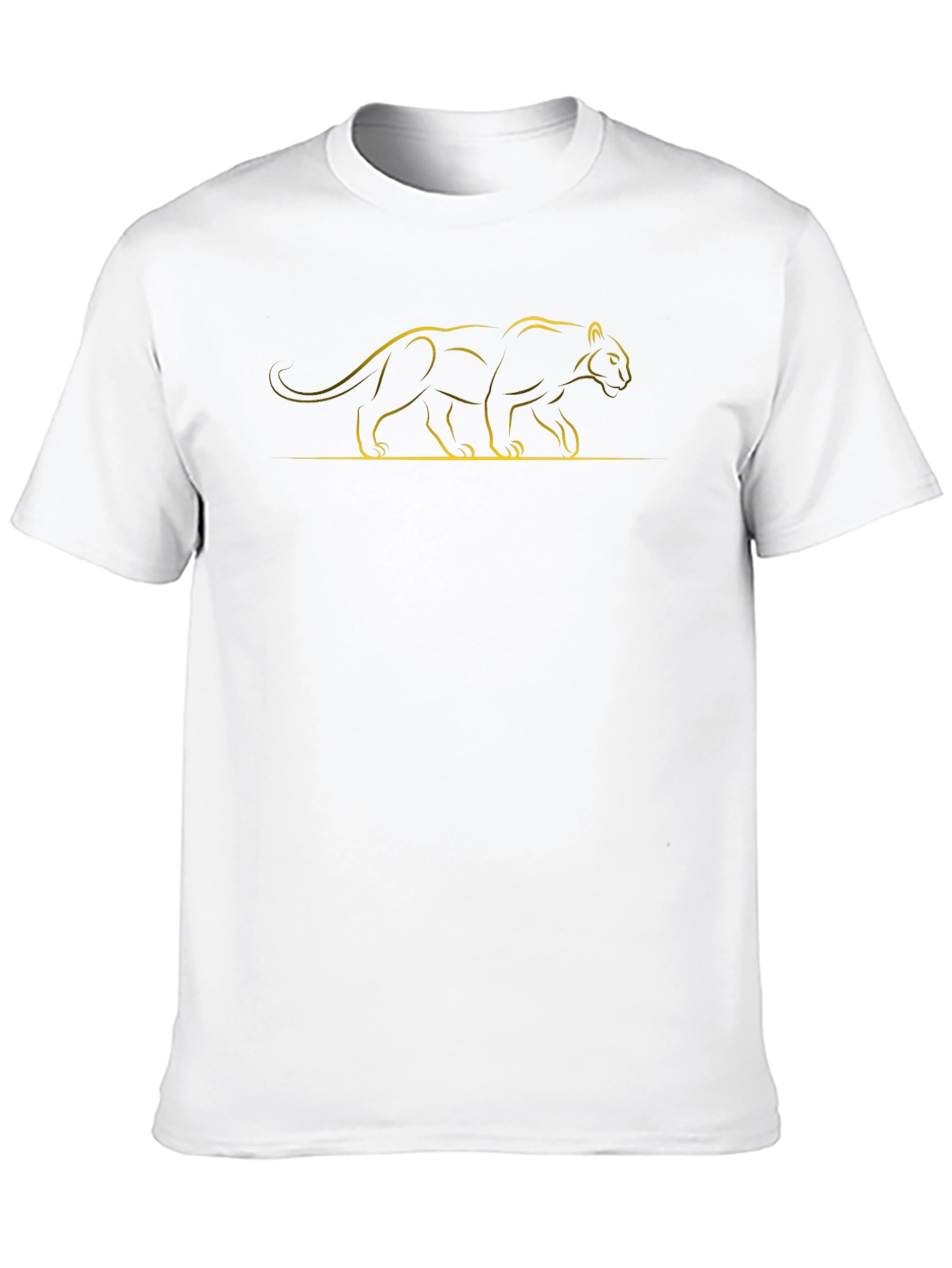 Sleek Black T-Shirt with Golden Panther Design