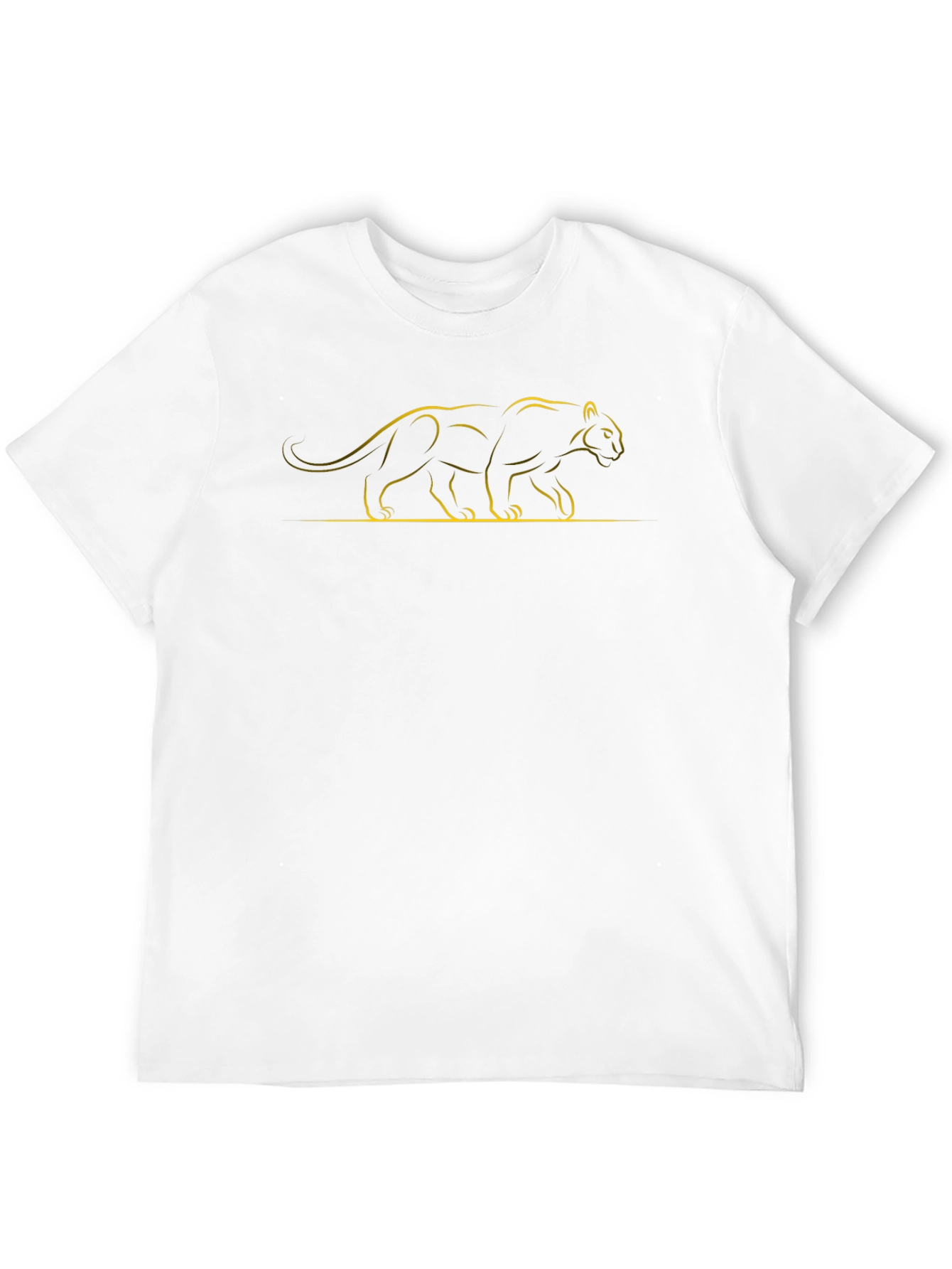 Sleek Black T-Shirt with Golden Panther Design