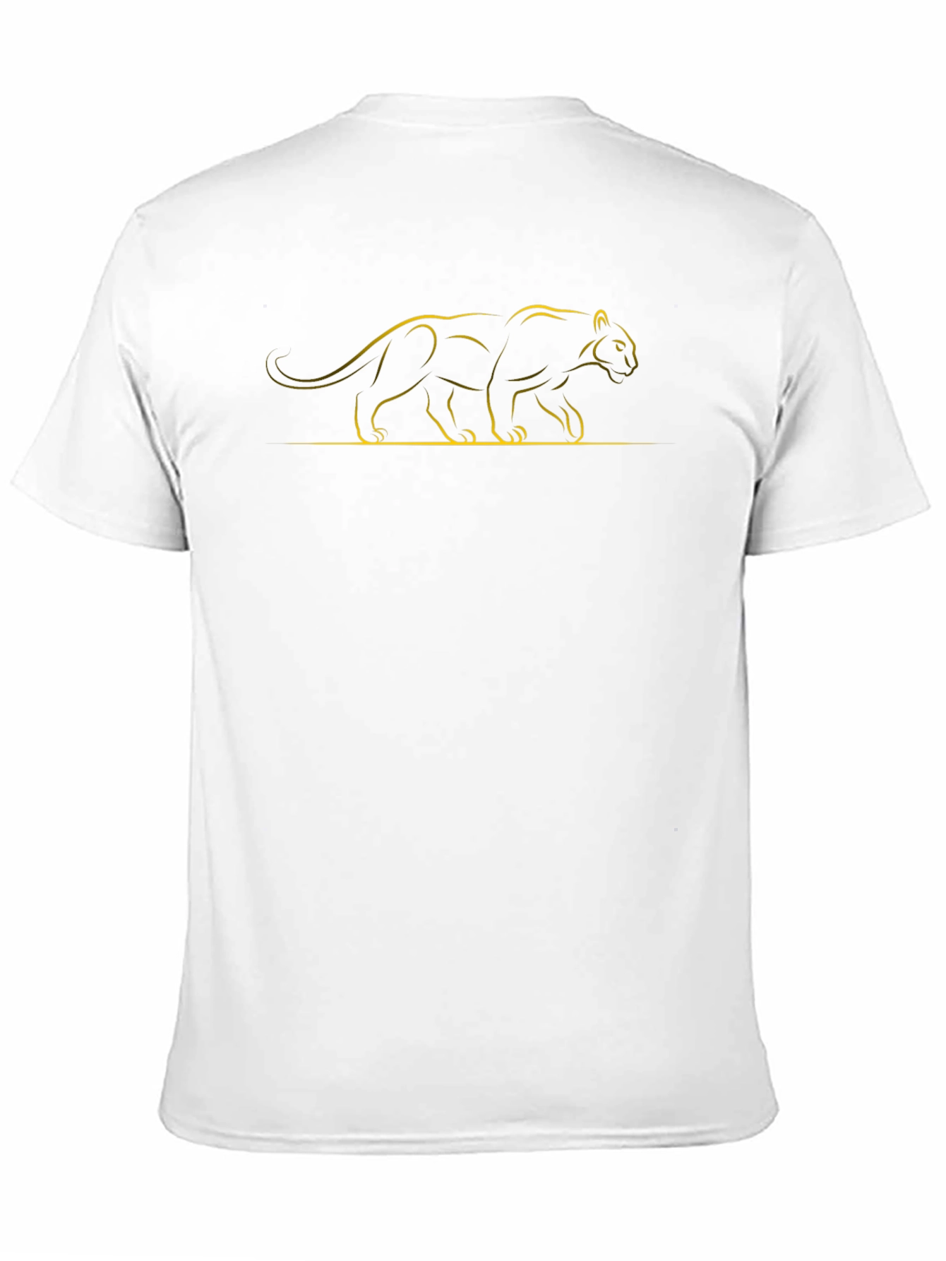 Sleek Black T-Shirt with Golden Panther Design