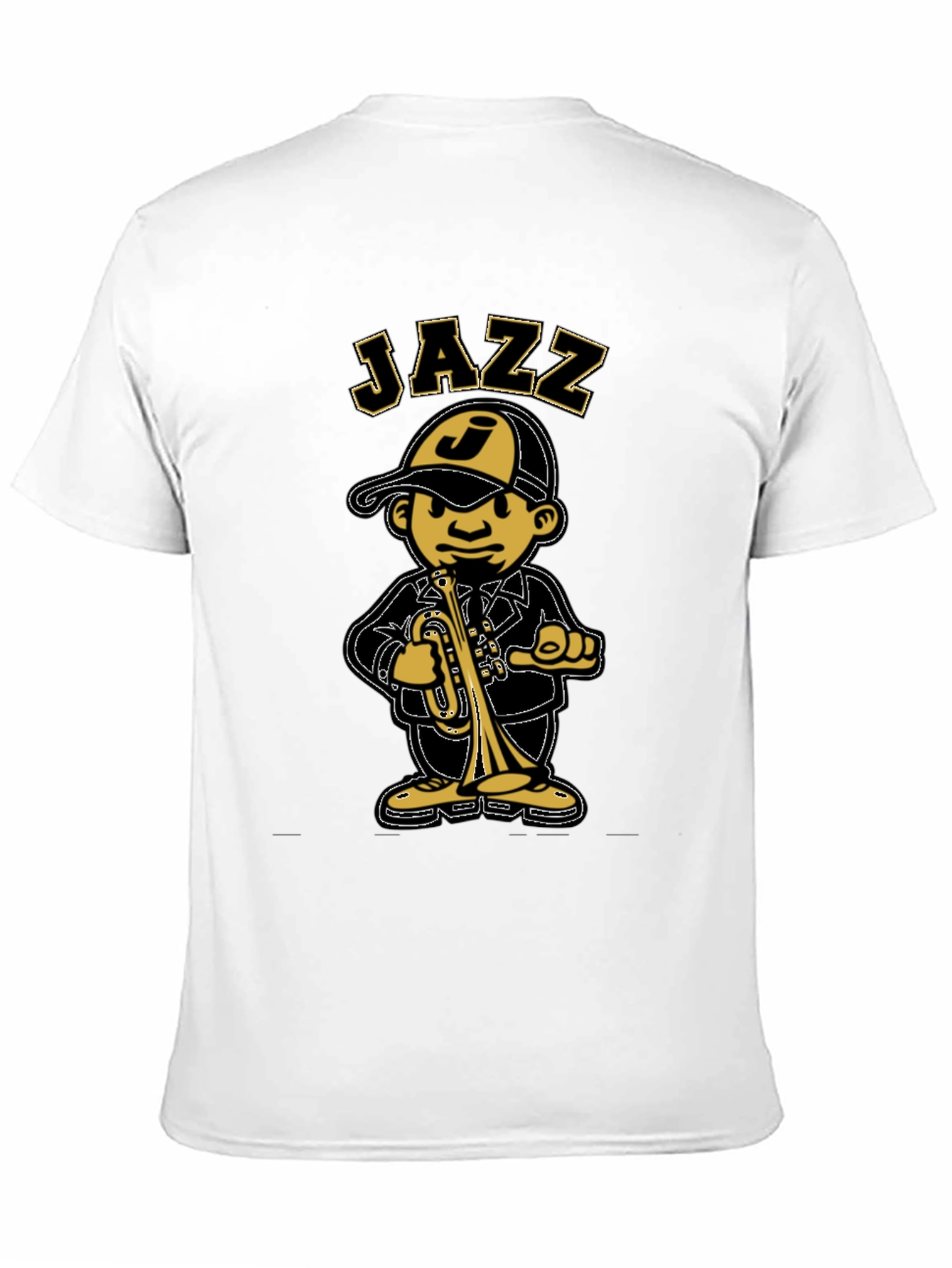 Jazz Cartoon Graphic Black T-Shirt