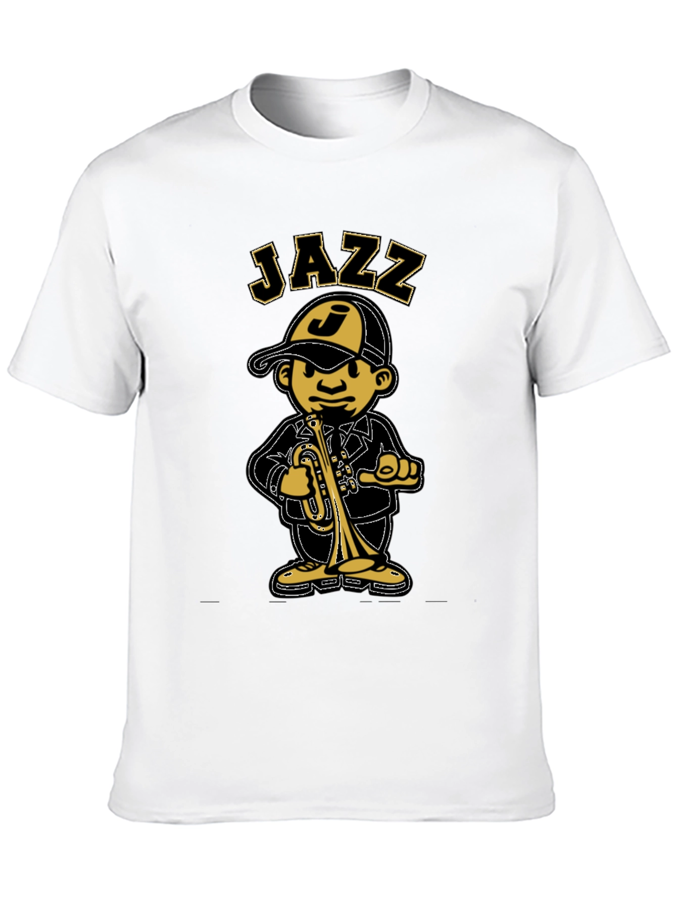 Jazz Cartoon Graphic Black T-Shirt