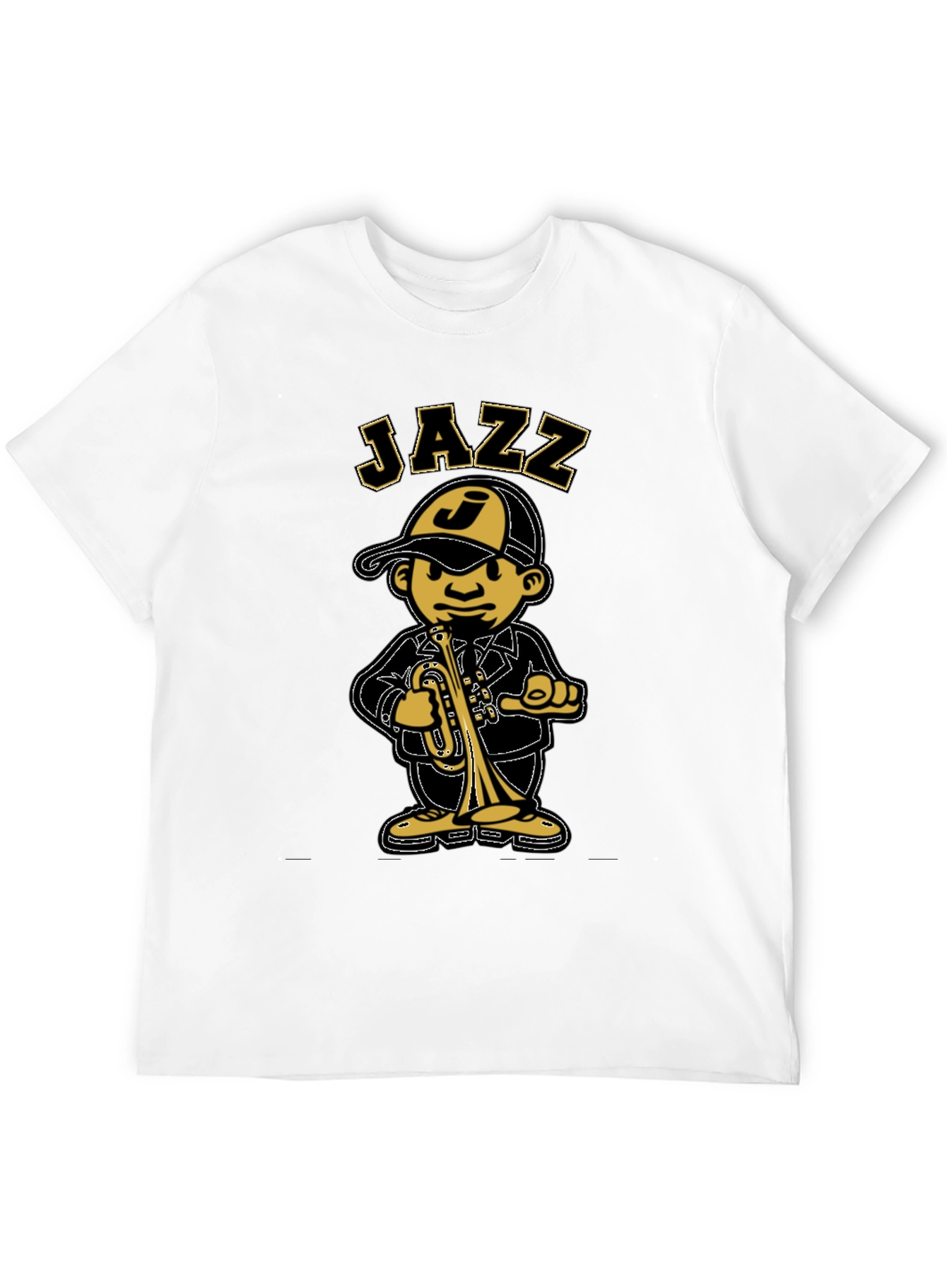 Jazz Cartoon Graphic Black T-Shirt