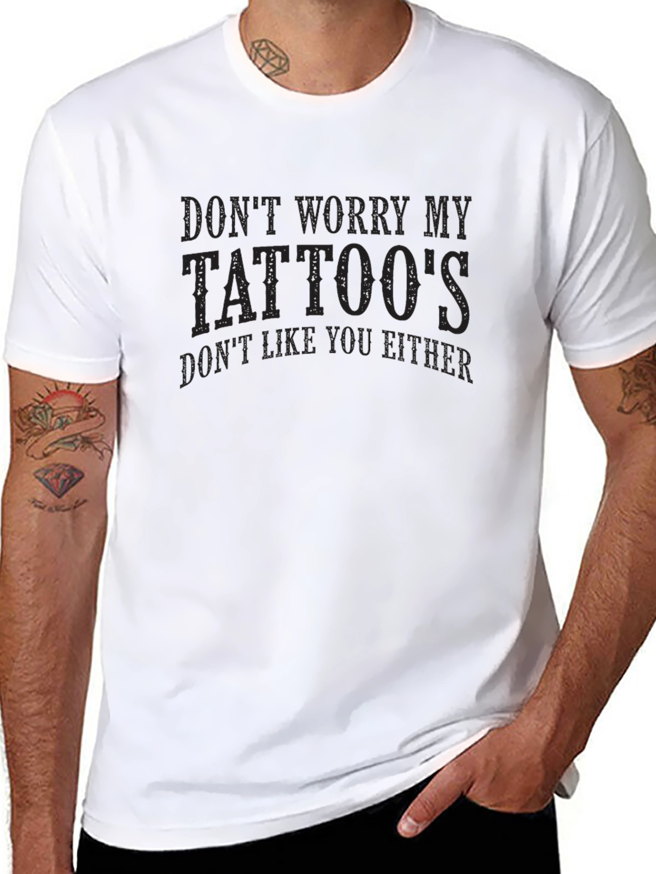 Dont Worry My Tattoos Mens Black Graphic Tee