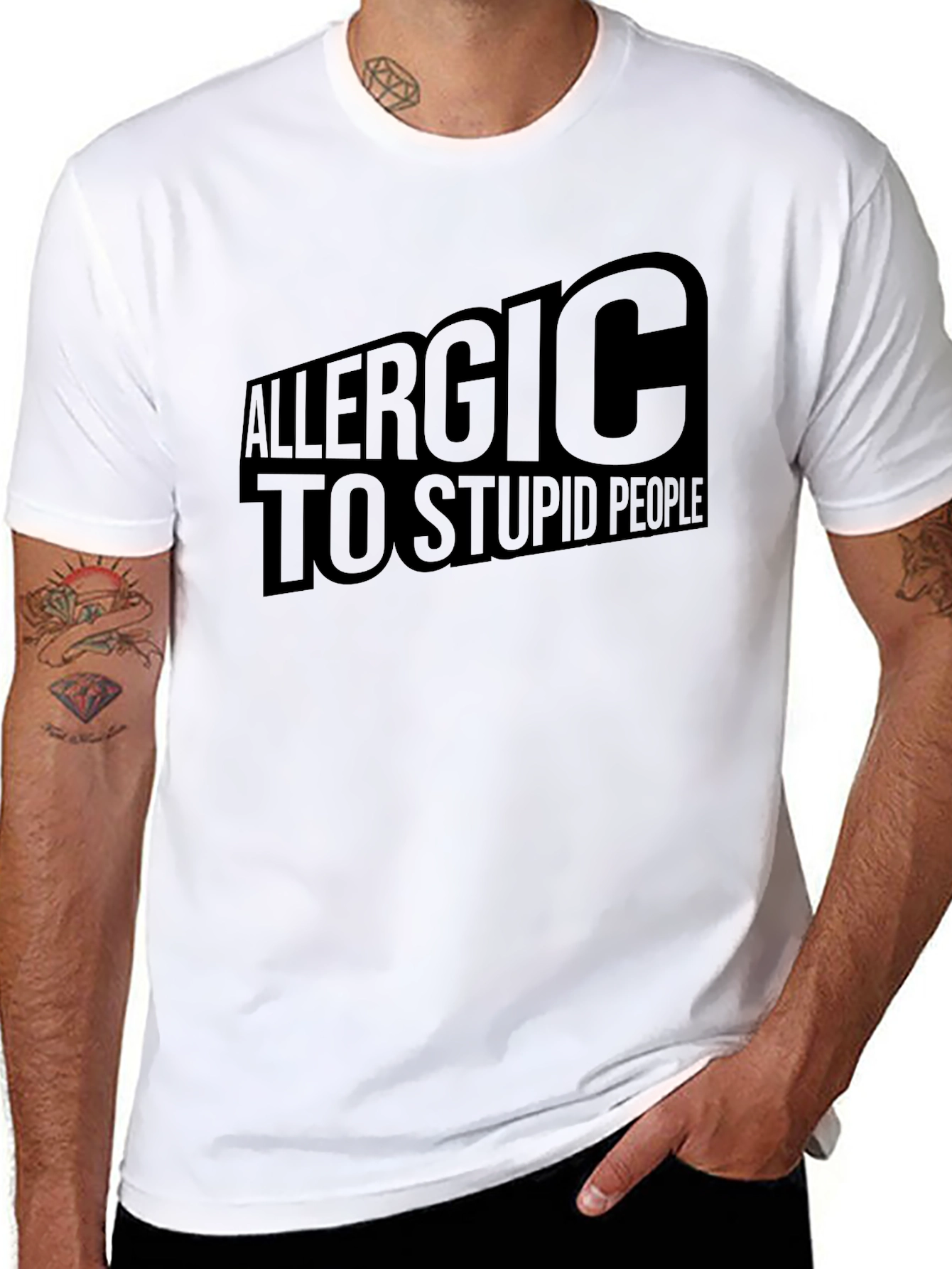 Allergic to Stupid People Black Graphic T-Shirt