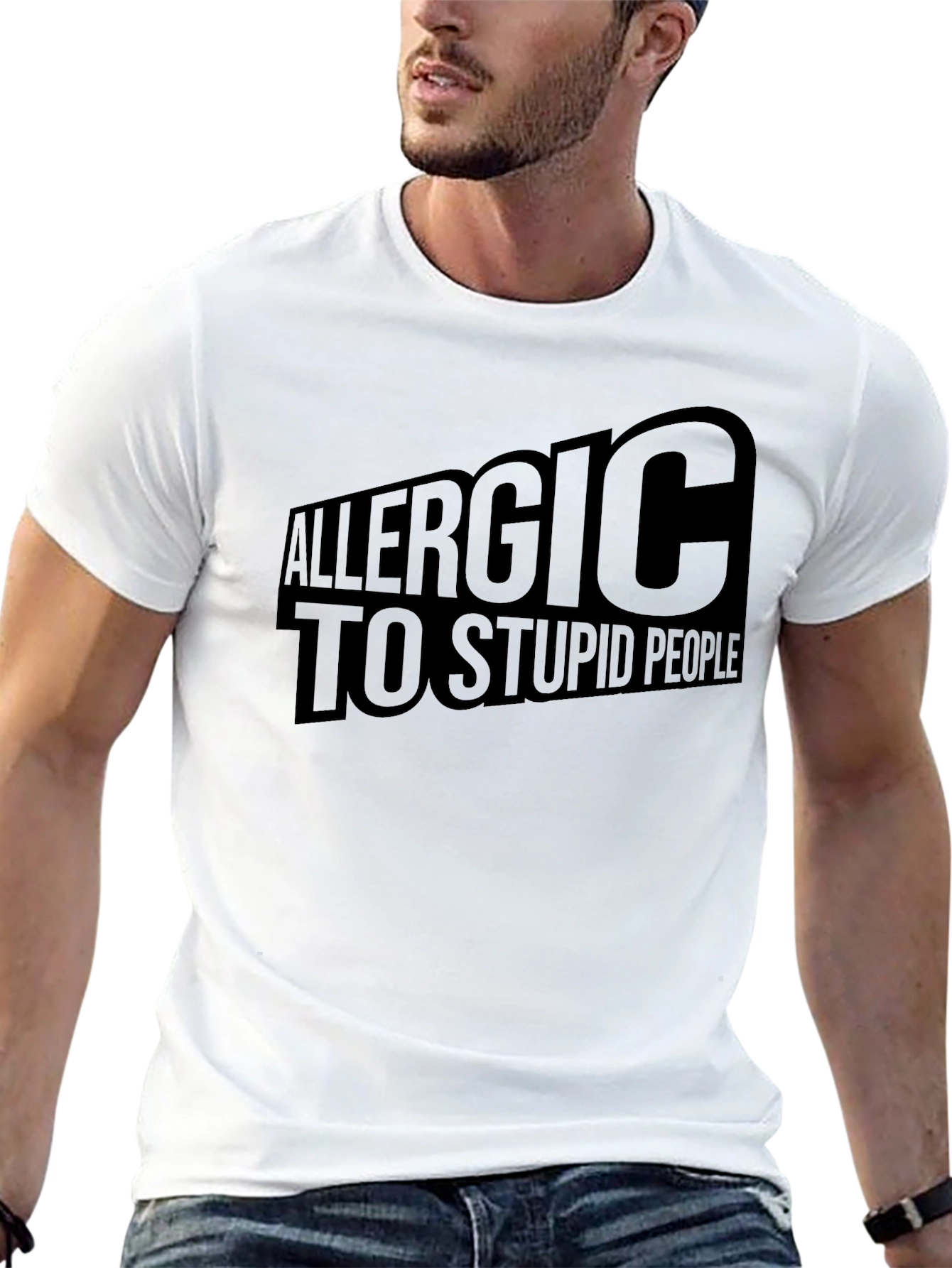 Allergic to Stupid People Black Graphic T-Shirt