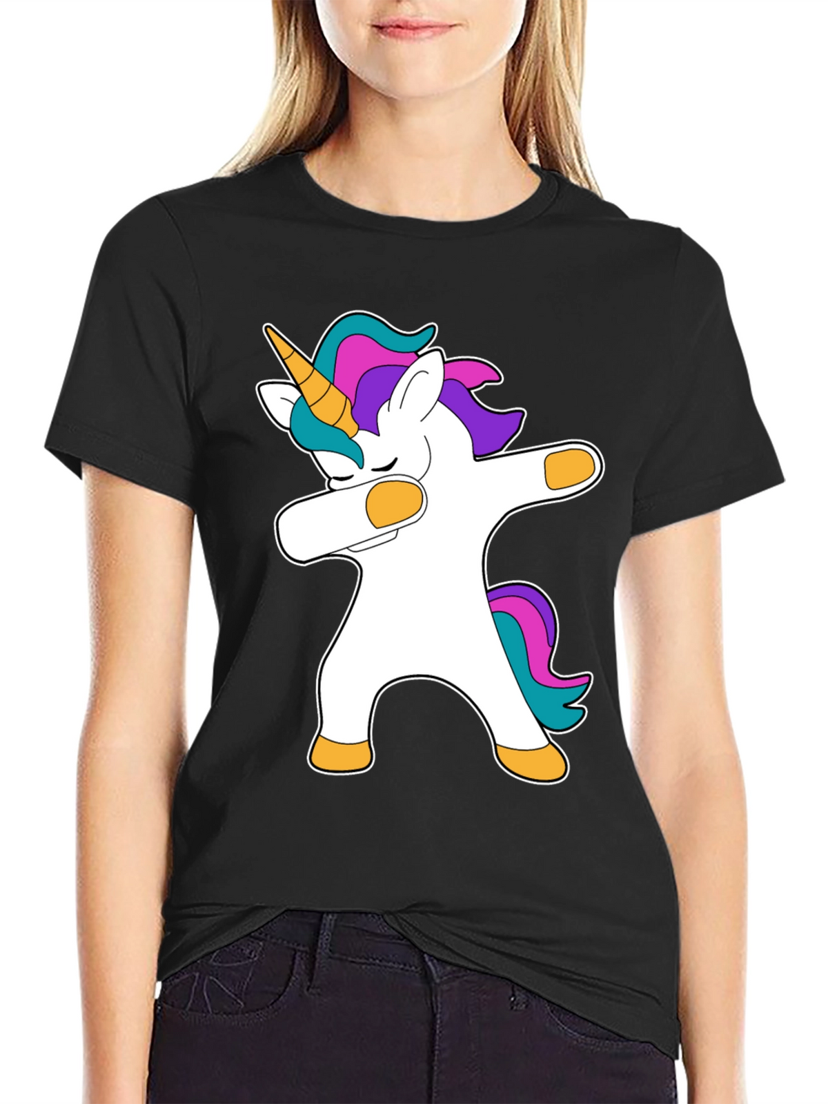 Dabbing Unicorn Black T-Shirt