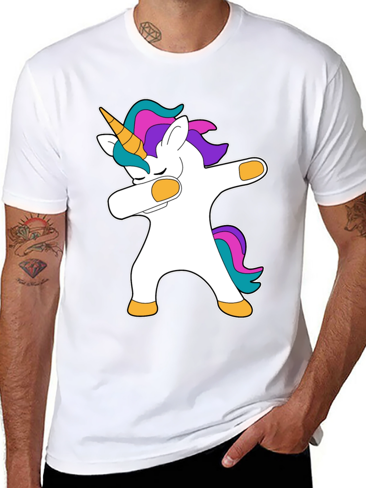 Dabbing Unicorn Black T-Shirt