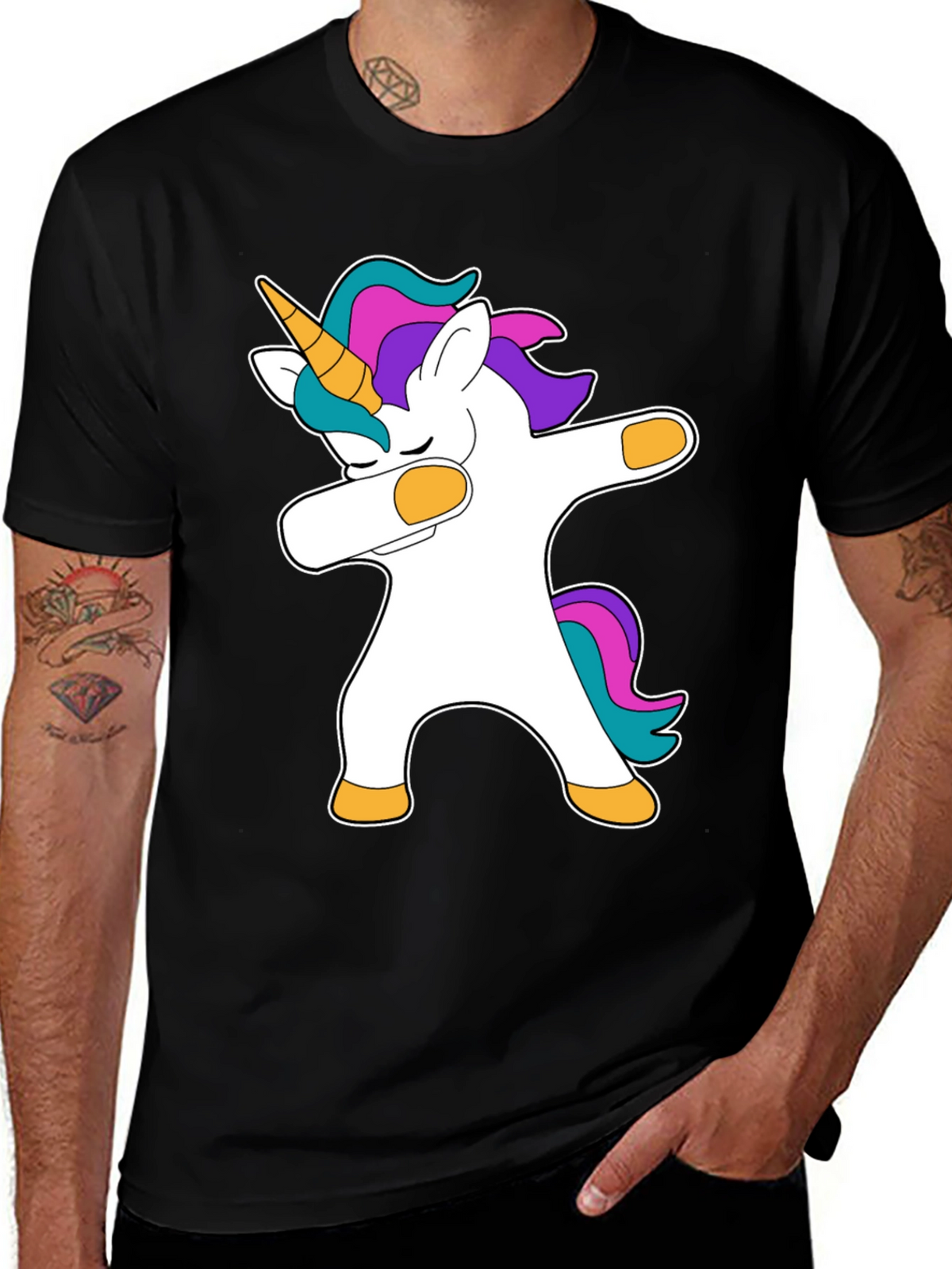 Dabbing Unicorn Black T-Shirt
