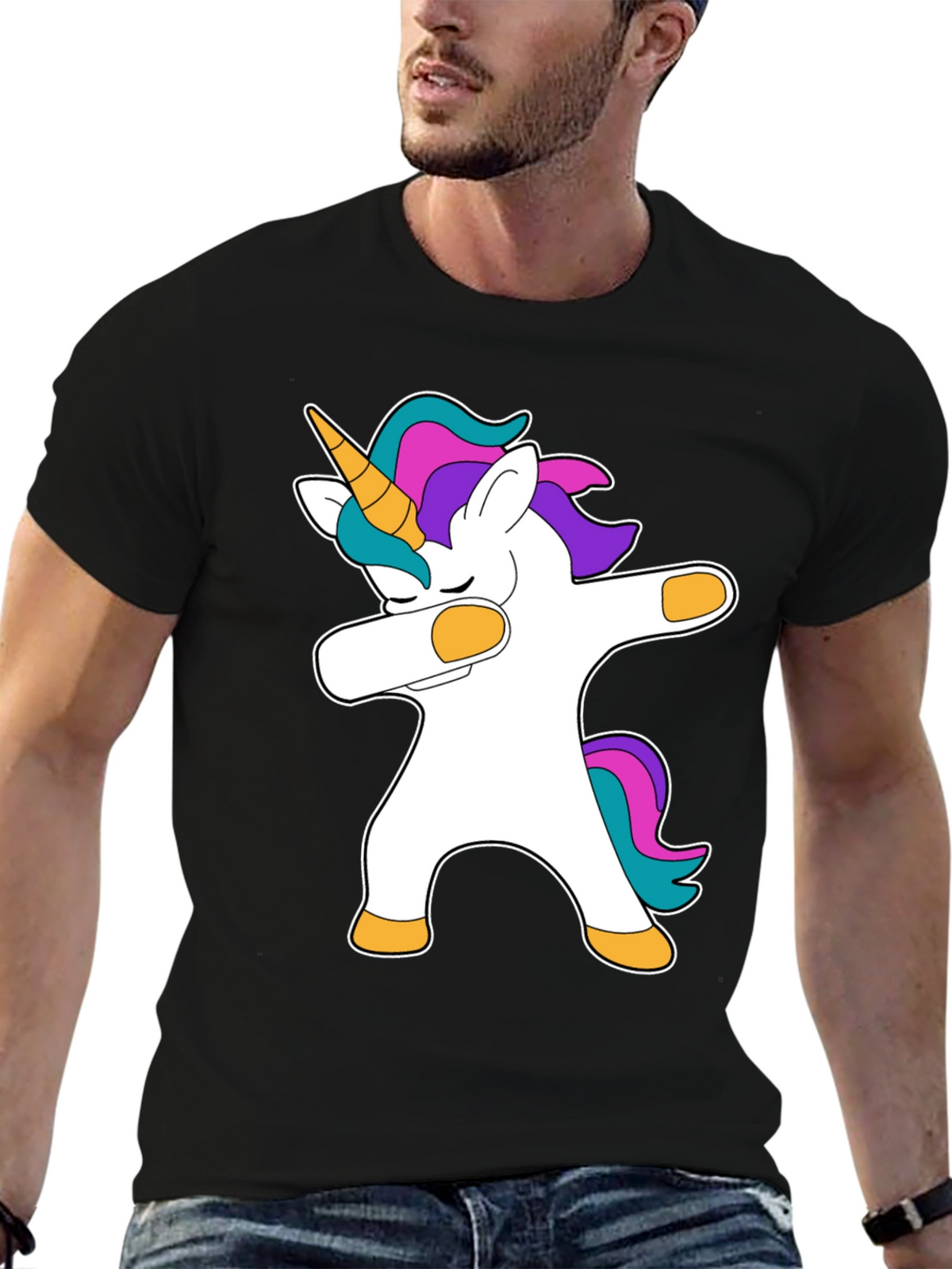 Dabbing Unicorn Black T-Shirt