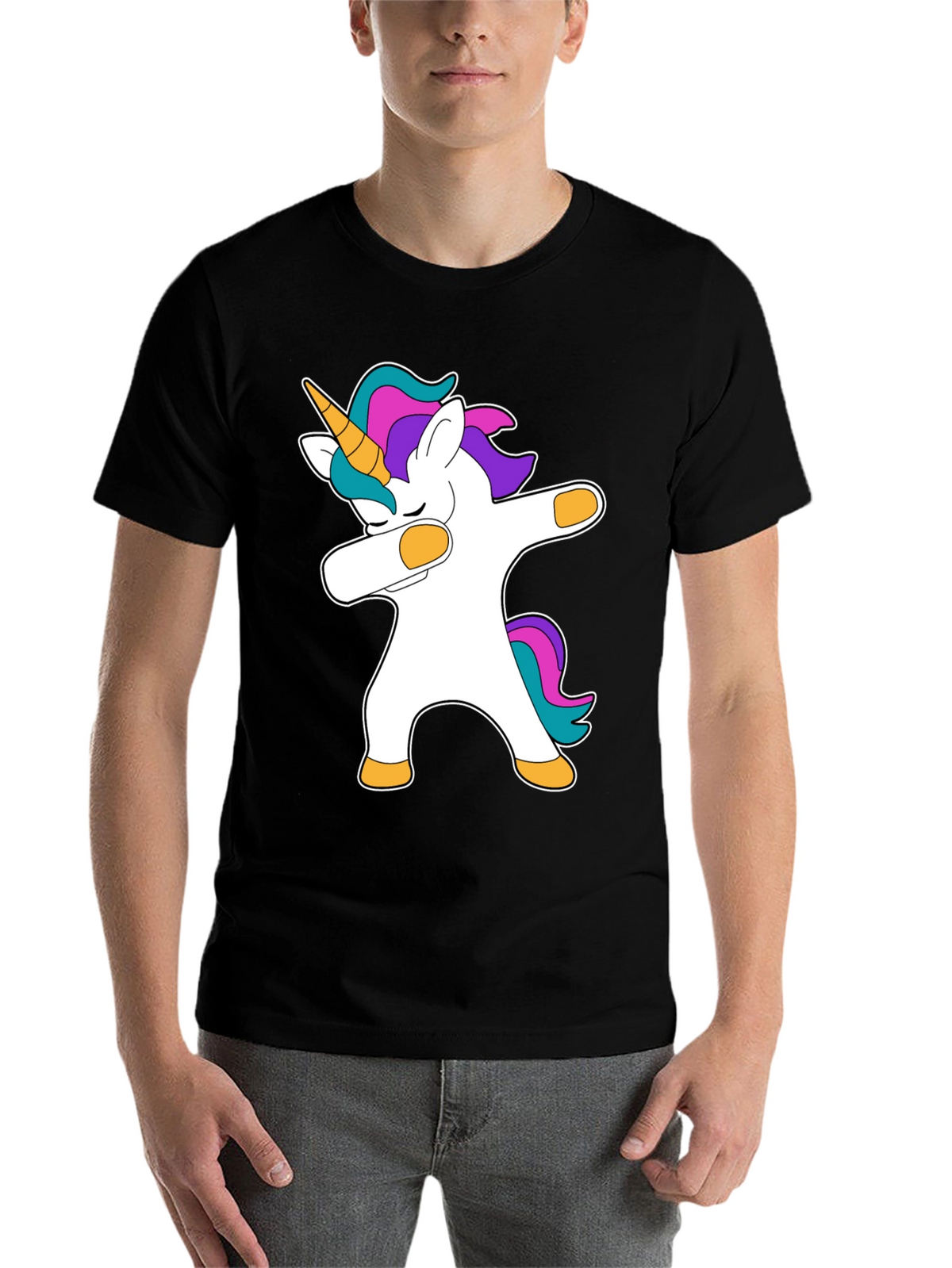 Dabbing Unicorn Black T-Shirt