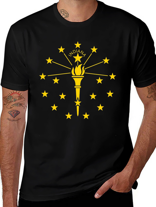 Indiana State Flag Graphic Tee - Black Cotton
