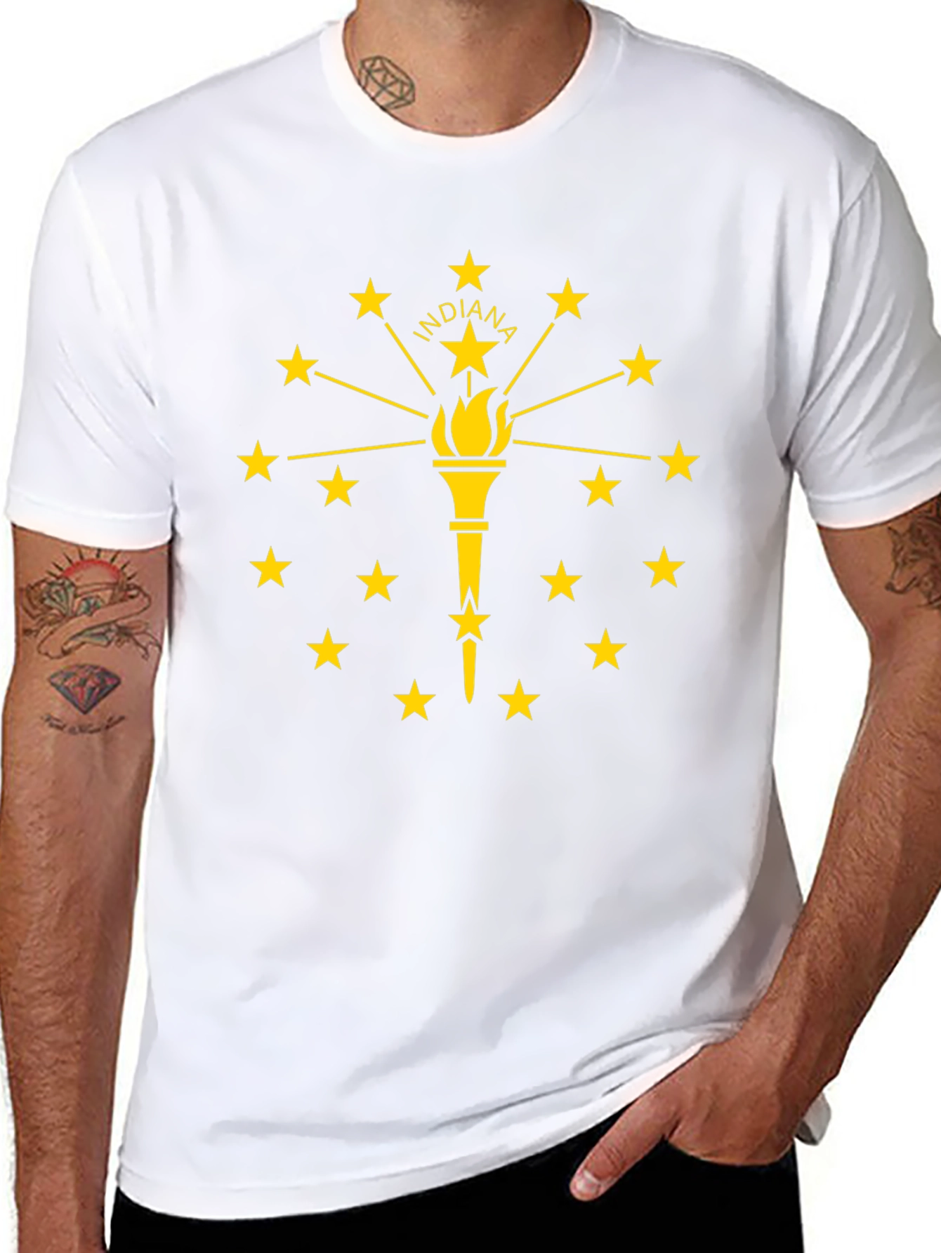 Indiana State Flag Graphic Tee - Black Cotton