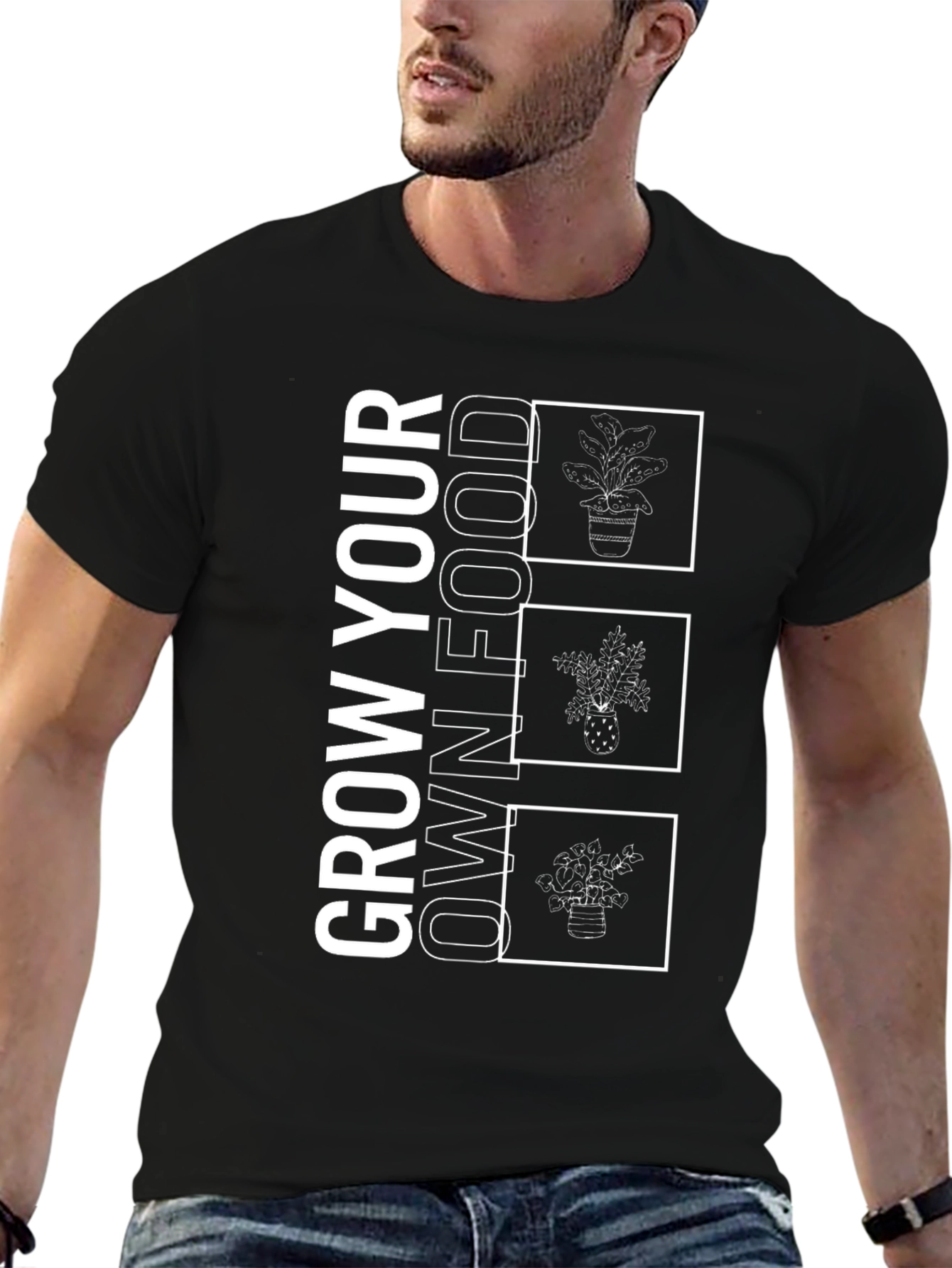 Grow Your Own Food Black Graphic Tee