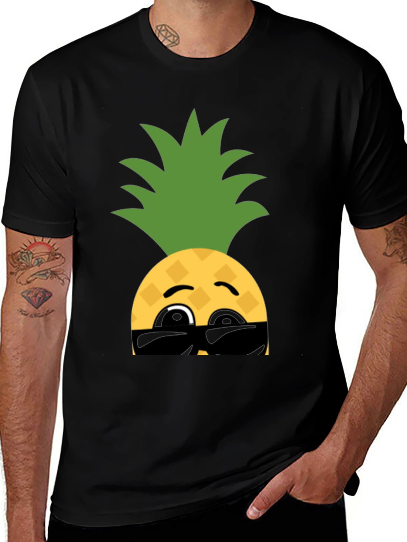 Cool Pineapple Emoji Graphic T-Shirt