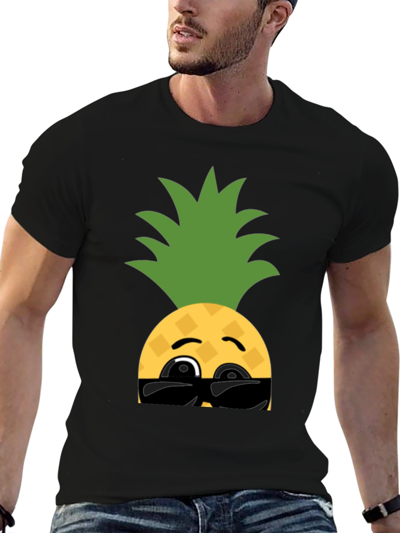 Cool Pineapple Emoji Graphic T-Shirt