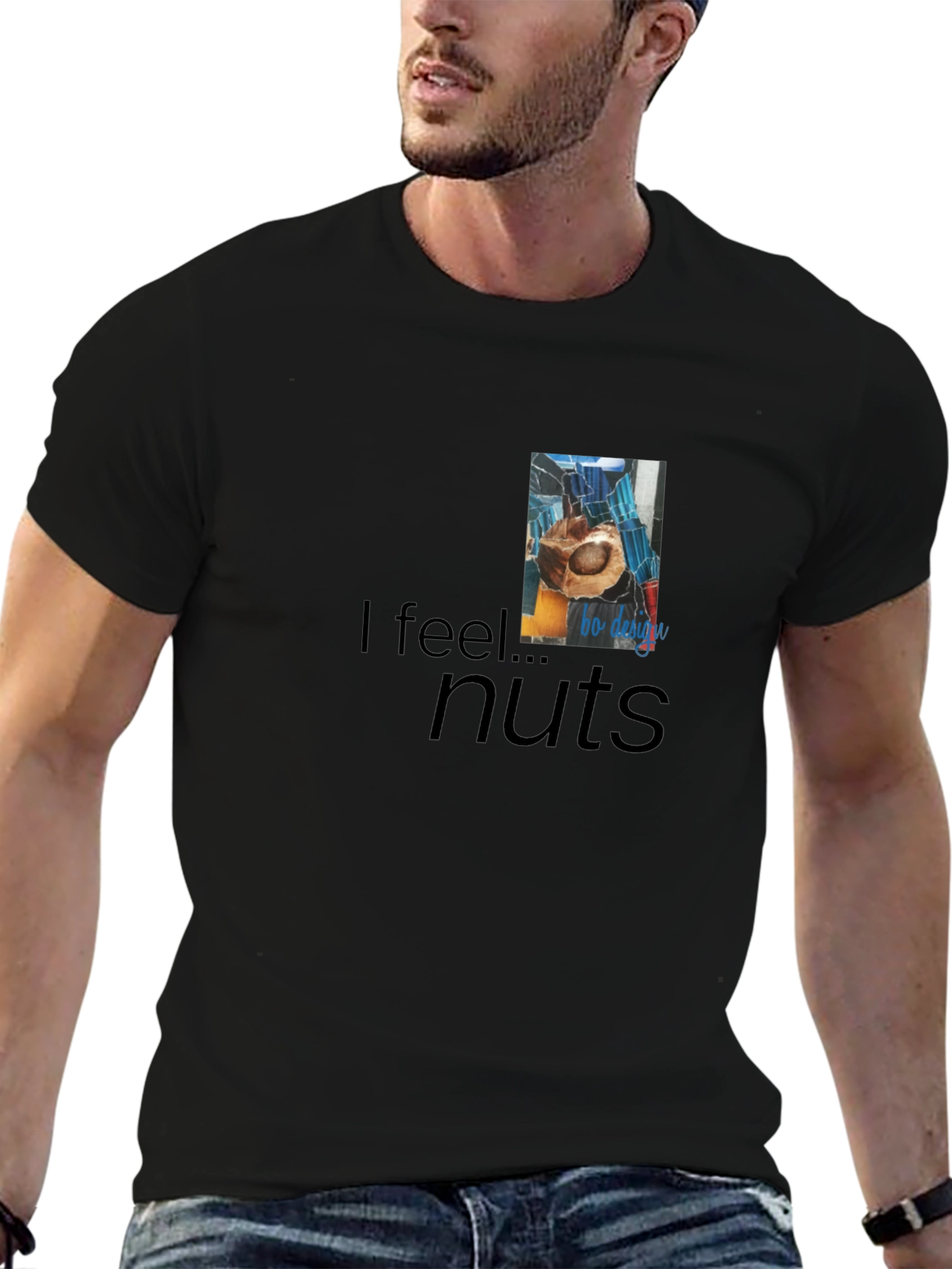 I Feel...Nuts Black T-Shirt - Quirky Graphic Tee