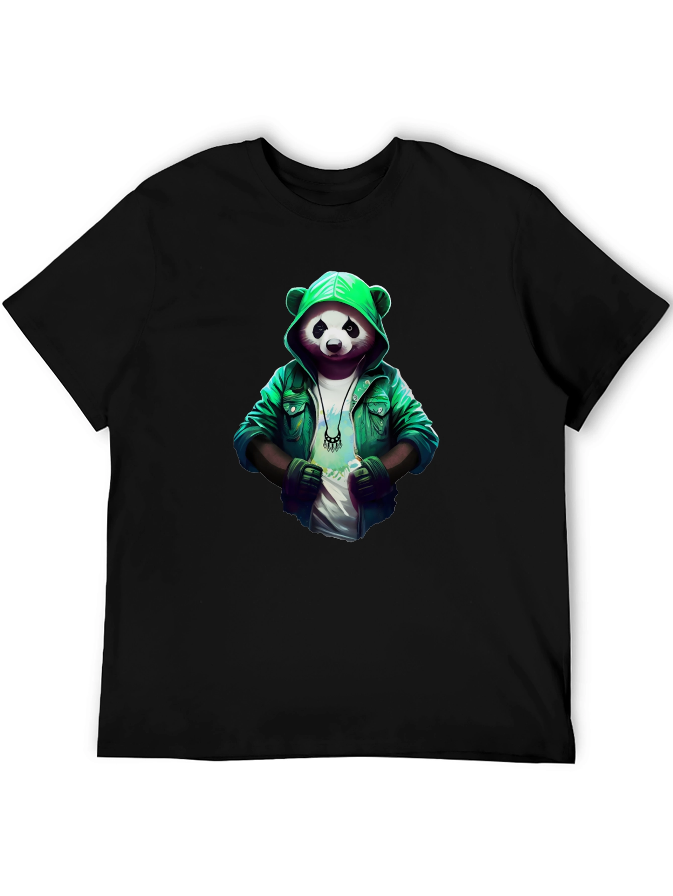 Cool Panda Graphic Tee - Stylish Panda in Hoodie
