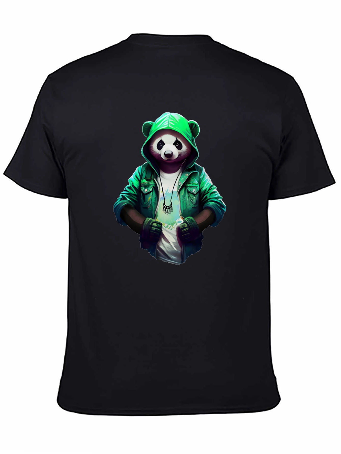 Cool Panda Graphic Tee - Stylish Panda in Hoodie