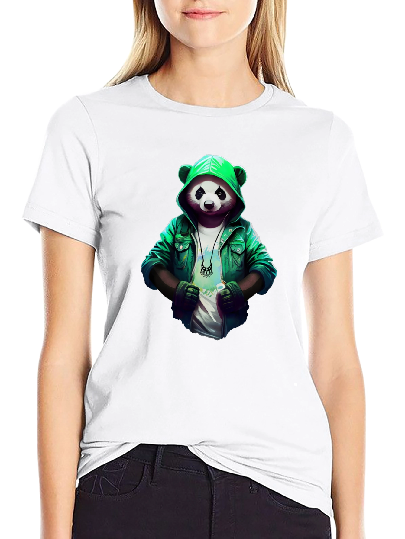 Cool Panda Graphic Tee - Stylish Panda in Hoodie