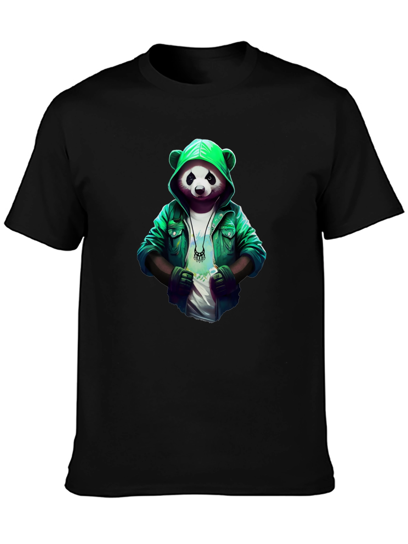 Cool Panda Graphic Tee - Stylish Panda in Hoodie