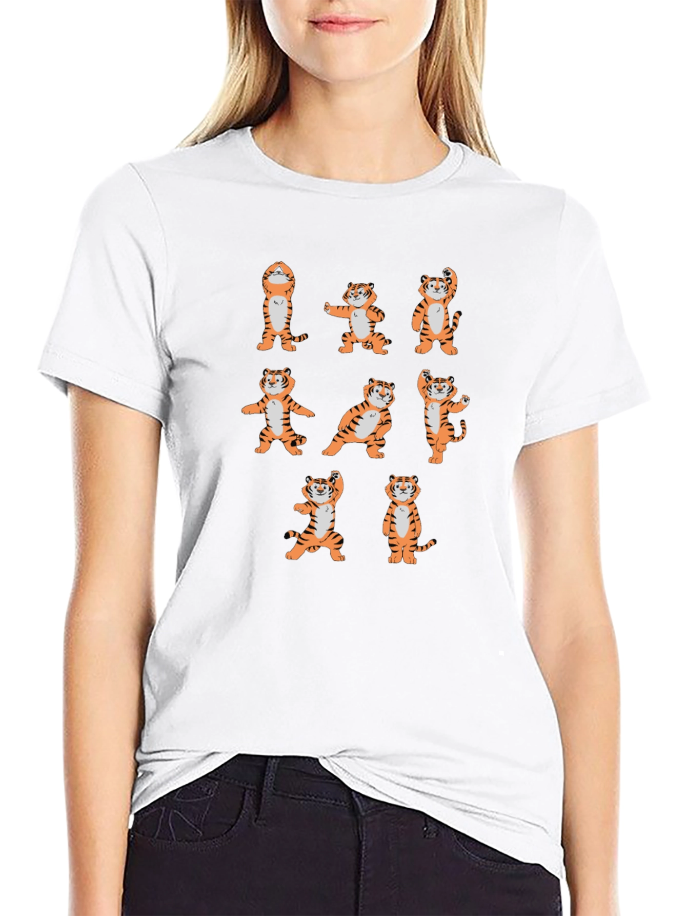 Yoga Tiger Graphic Tee - Black Cotton T-Shirt