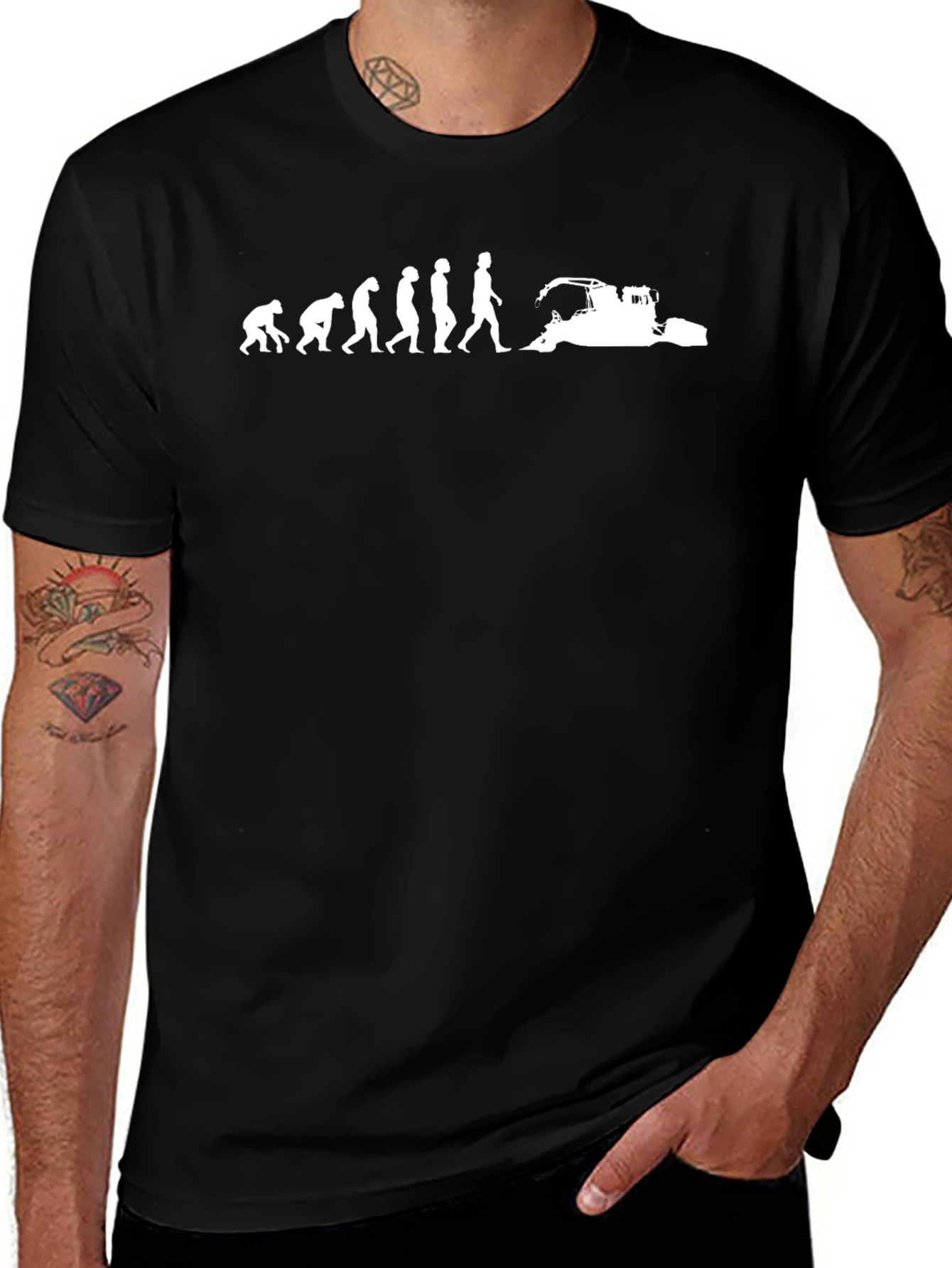 Evolution to Tractor T-Shirt - Black Cotton Tee