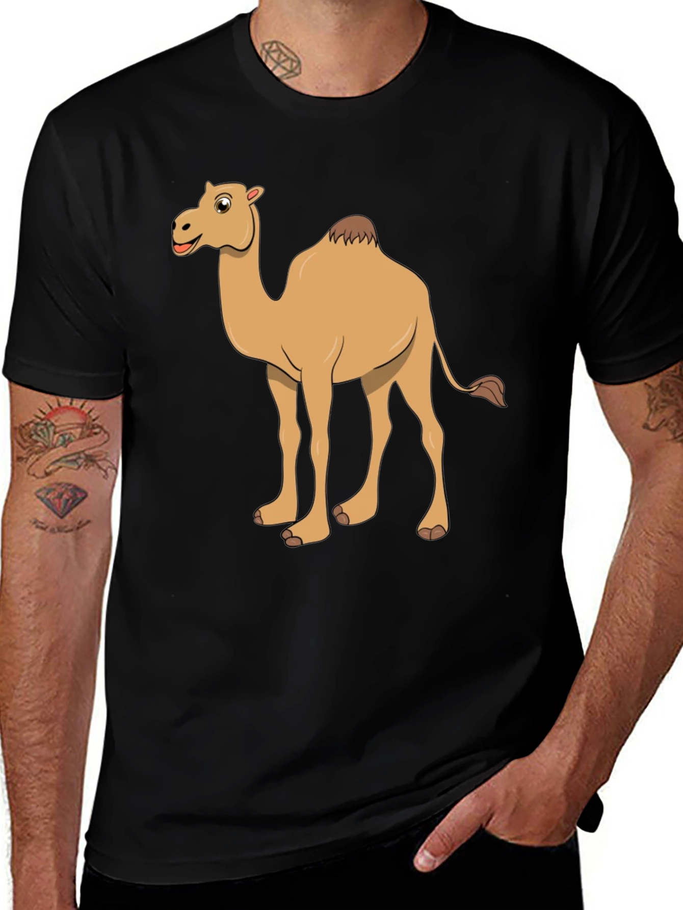 Camel Cartoon Black T-Shirt