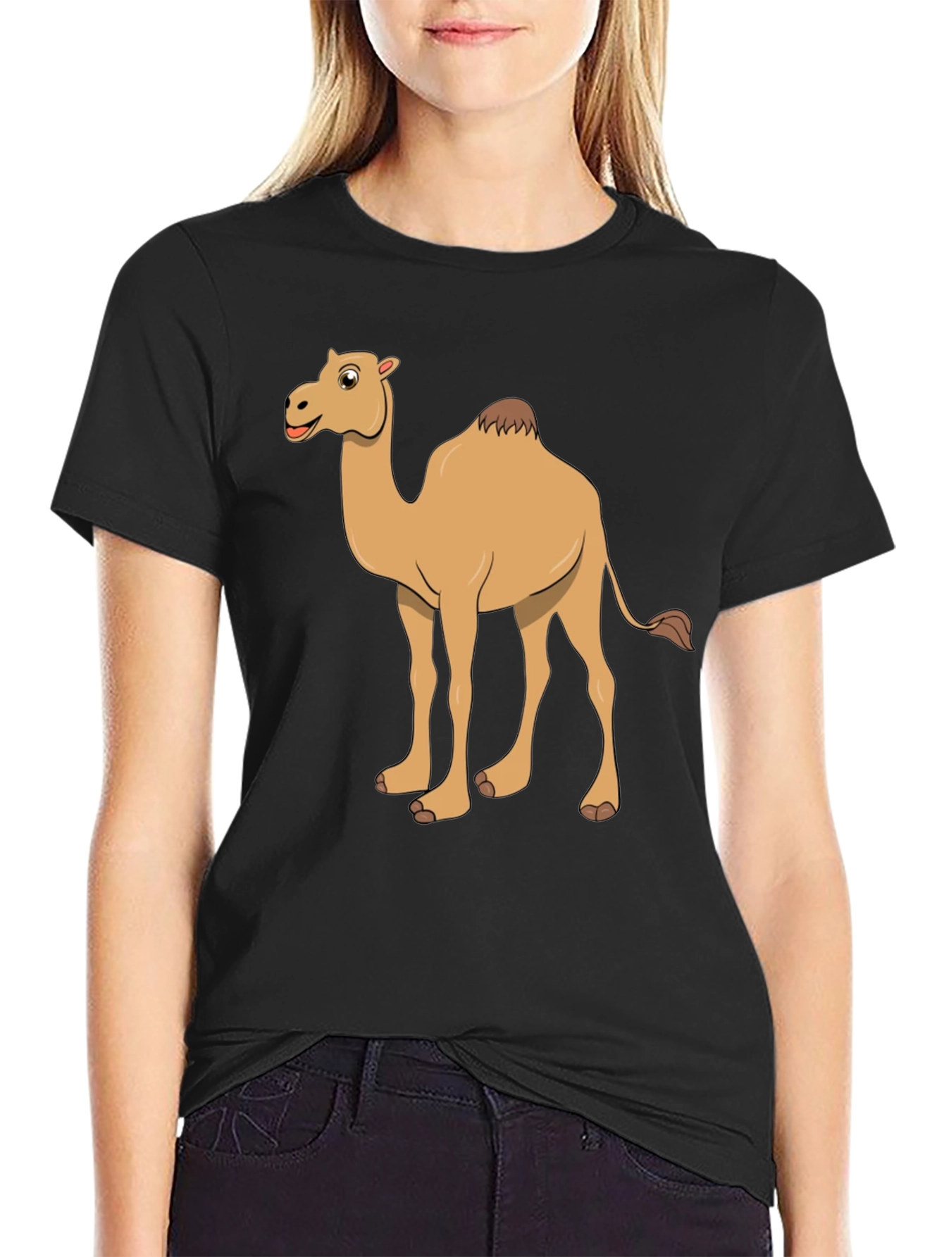 Camel Cartoon Black T-Shirt